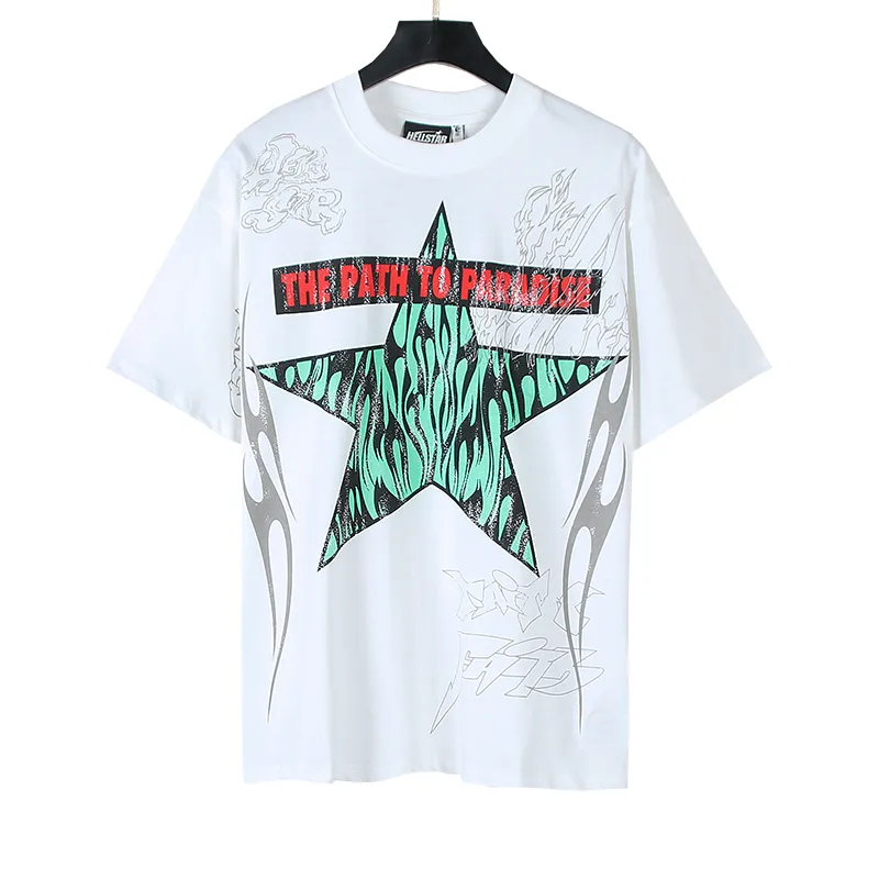 P110 5610# Real shot Hellstar Meichao high street pure cotton loose short-sleeved T-shirt Fabric: 240g 32 count fine cotton double yarn pure cotton Color: White Size: S M L XL