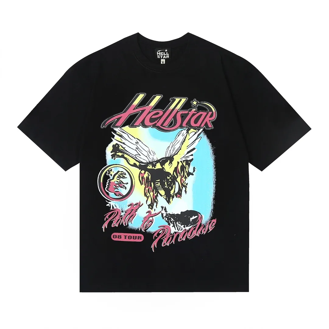 6623# P116 Hellstar American fashion high street pure cotton loose short-sleeved T-shirt Color: White Black Gray Size: S M L XL