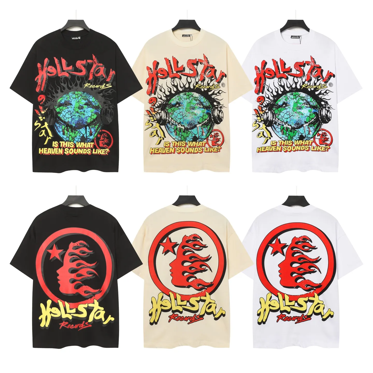 P108 Real-stock Hellstar Cross-border European and American style, street brand pure cotton T-shirt Fabric (fabric): 32 counts of 240g heavy combed double yarn pure cotton Size (size): S-M- L- X L Color (colour): black/white/apricot 👉 👉