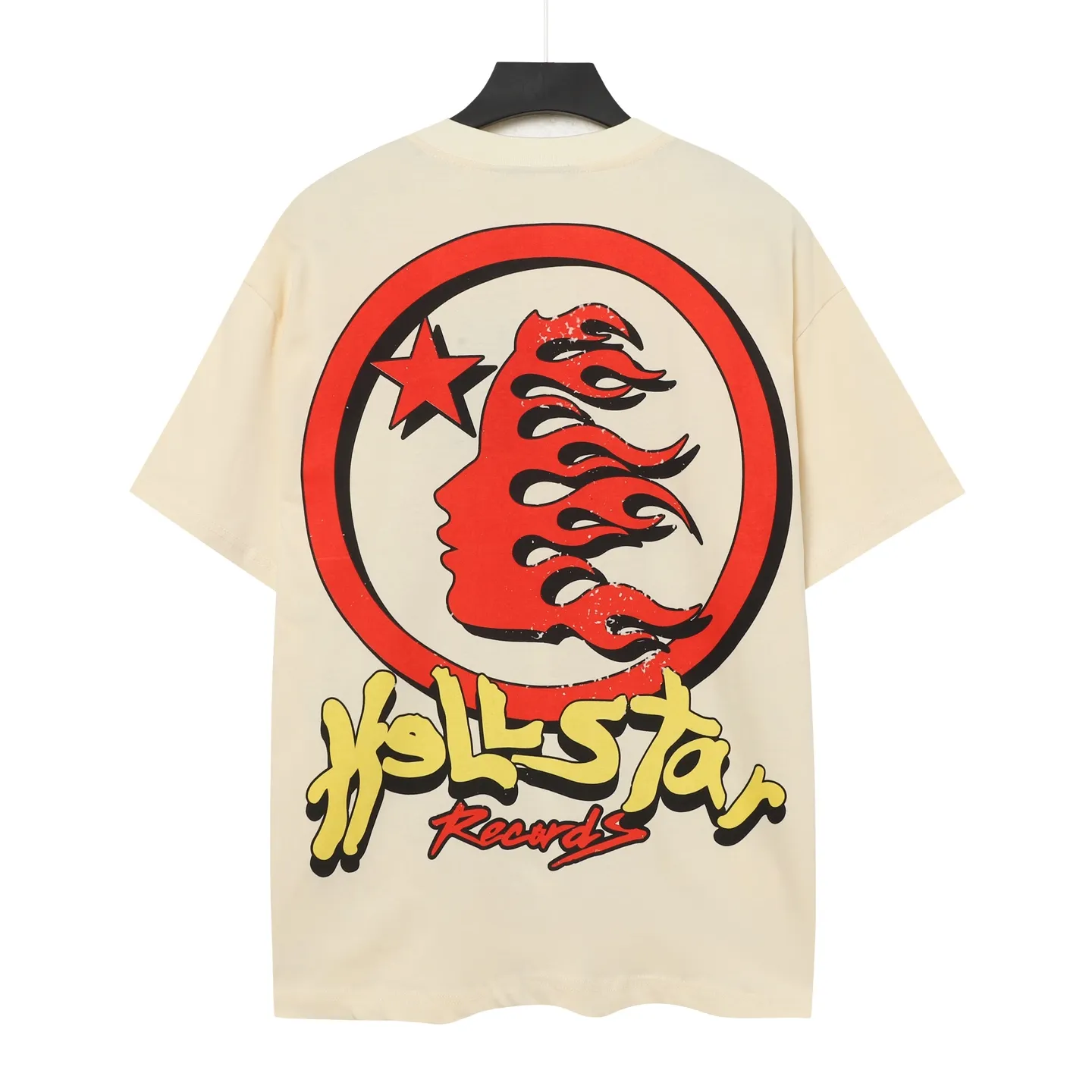 P108 Real-stock Hellstar Cross-border European and American style, street brand pure cotton T-shirt Fabric (fabric): 32 counts of 240g heavy combed double yarn pure cotton Size (size): S-M- L- X L Color (colour): black/white/apricot 👉 👉