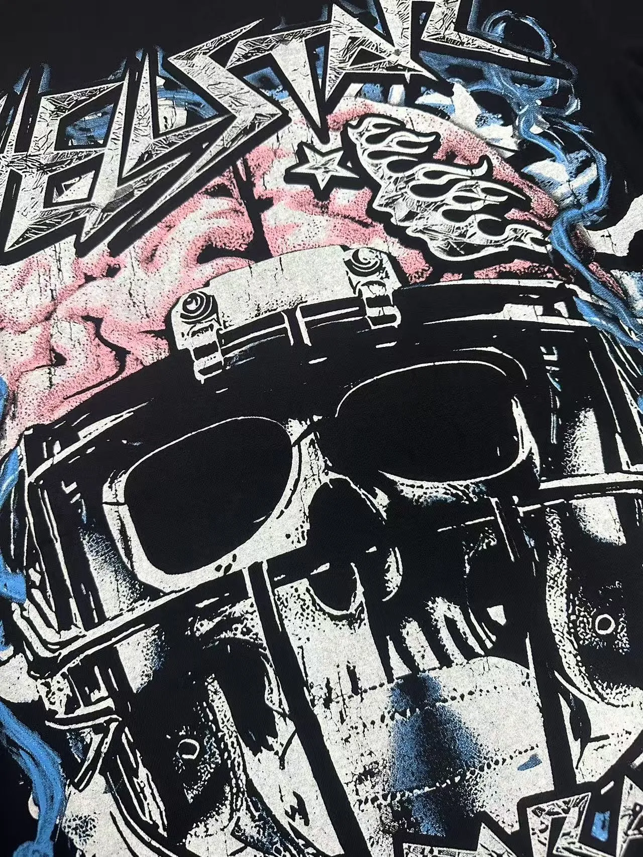 P108 Real-stock Hellstar Cross-border European and American style, street fashion brand pure cotton T-shirt Fabric (fabric): 32 pieces of 240g heavy combed double yarn pure cotton Size (size): S-M- L- X L Color (colour): black