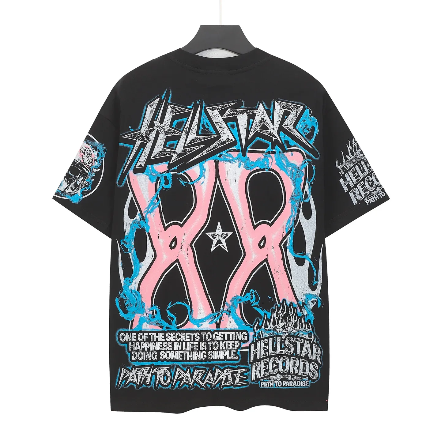 P108 Real-stock Hellstar Cross-border European and American style, street fashion brand pure cotton T-shirt Fabric (fabric): 32 pieces of 240g heavy combed double yarn pure cotton Size (size): S-M- L- X L Color (colour): black