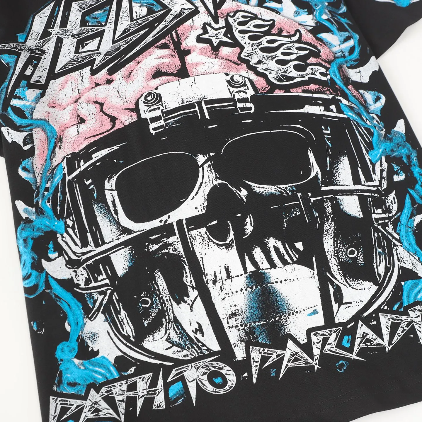 P108 Real-stock Hellstar Cross-border European and American style, street fashion brand pure cotton T-shirt Fabric (fabric): 32 pieces of 240g heavy combed double yarn pure cotton Size (size): S-M- L- X L Color (colour): black