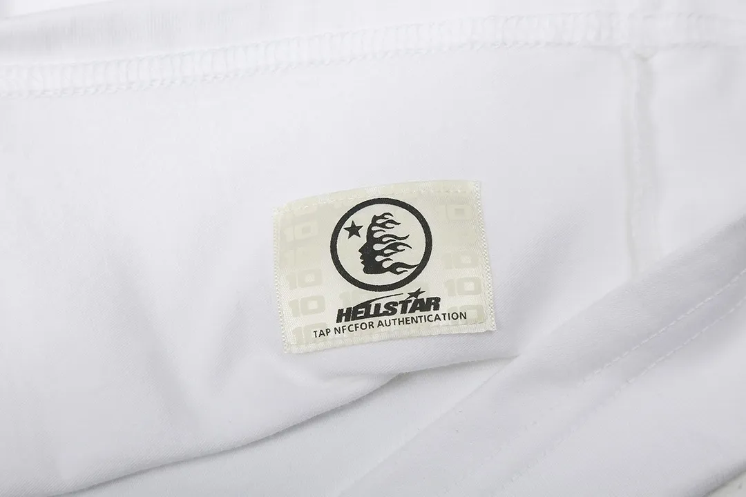 5505# P136 ins The same European and American trendy Hell Star letter print lightning high street men and women hip-hop loose long-sleeved T-shirt Color: White Black Size: S M L XL