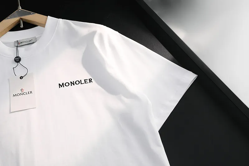 P180 MONCLER 2025 spring and summer new style, personalized denim embroidery, round neck short-sleeved T-shirt, fashionable men and women, S M L XL XXL five sizes black white