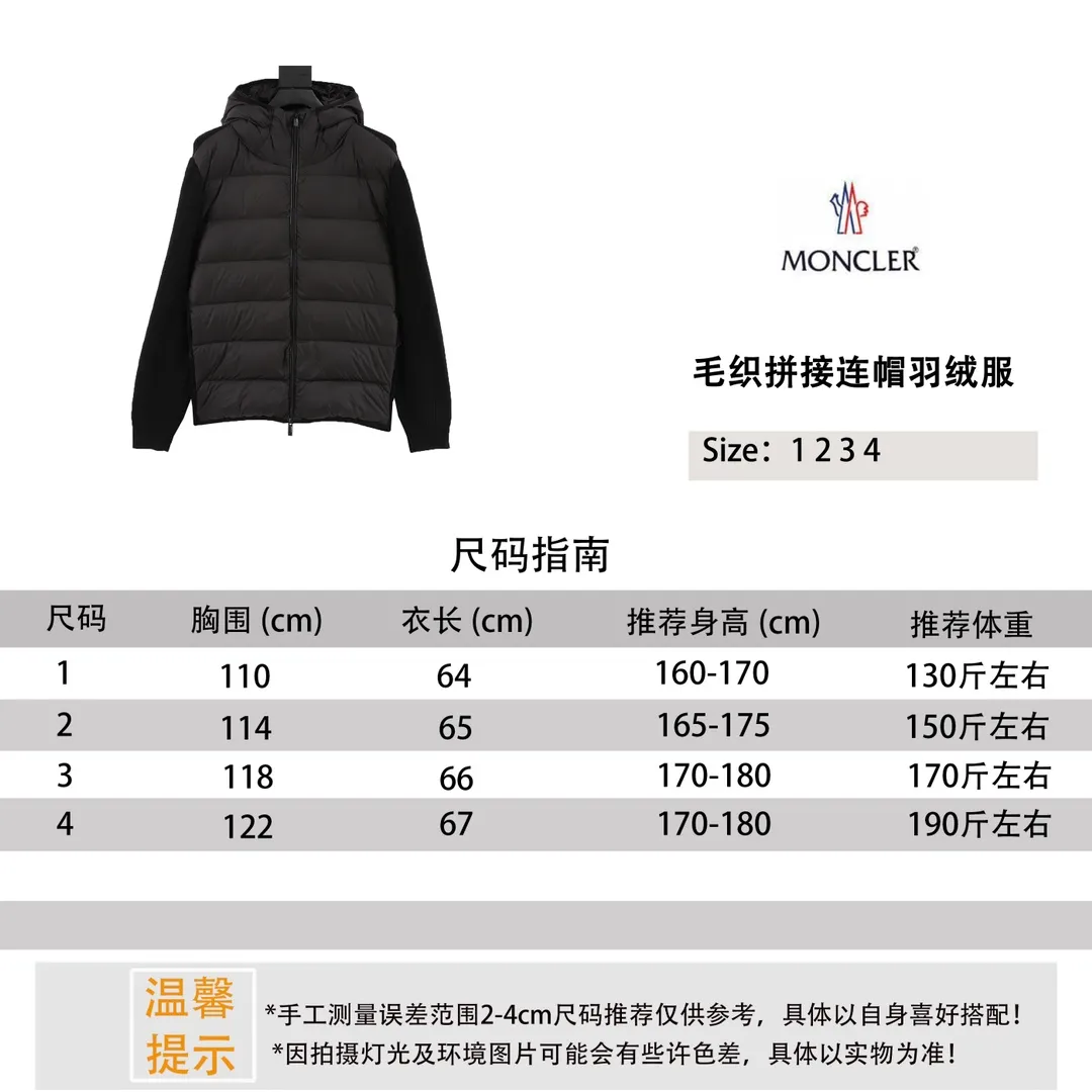￼ MONCLER MC hooded brim embroidered woolen patchwork hooded jacket Size reference # P760