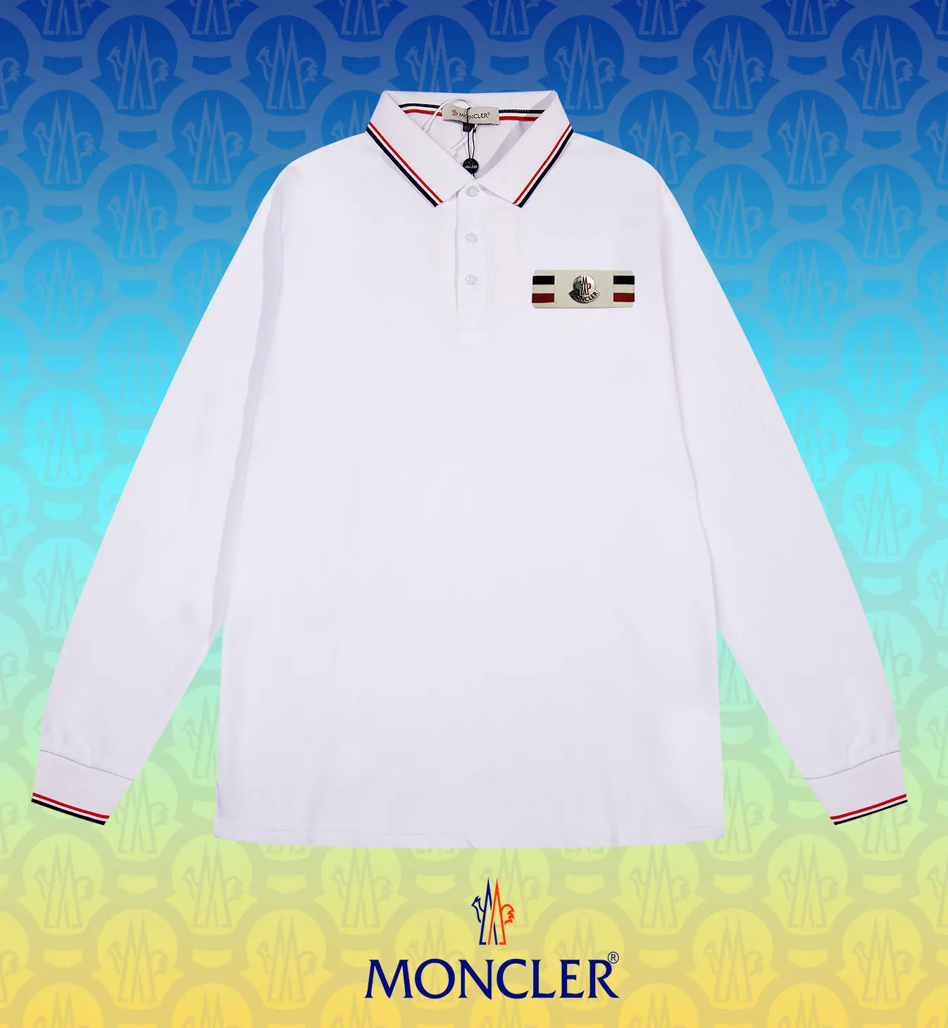 P200 New in stock】𝐌𝐎𝐍𝐂𝐋𝐄𝐑~Mengkou #2024 Early spring new high-quality lapel long-sleeved POLO shirt, counter-customized fabrics with high breathability and comfort, impeccable details, the brand's simple element design concept, reflecting high quality. It feels delicate and soft! It presents a casual cut and the upper body shape is great! The chest is filled with three-dimensional embroidery of the brand LOGO to highlight quality and luxury. Color: black, white Size: M~L~XL~2XL~3XL
