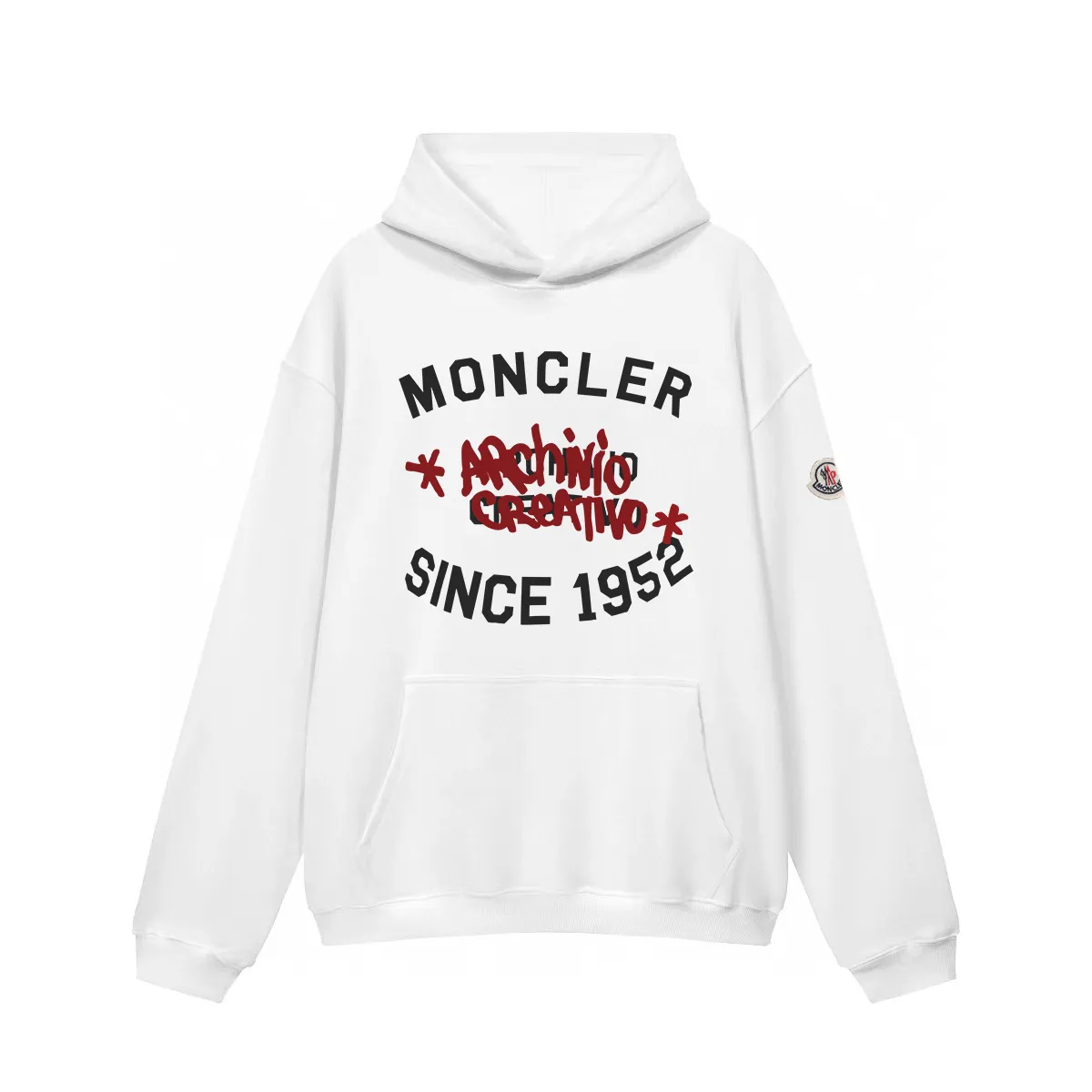 P270 Recommended model that will not be sold off the shelves, Moncler Mouth Mouth 480g Velvet Printed Hooded Sweatshirt, Australian velvet fabric is soft and comfortable, does not shrink, does not deform, does not pill) Original customized accessories Collar label Wash mark Hang tag Packaging (perfect details) Color White Black Size XS-L - Copy (65) - Copy - Copy