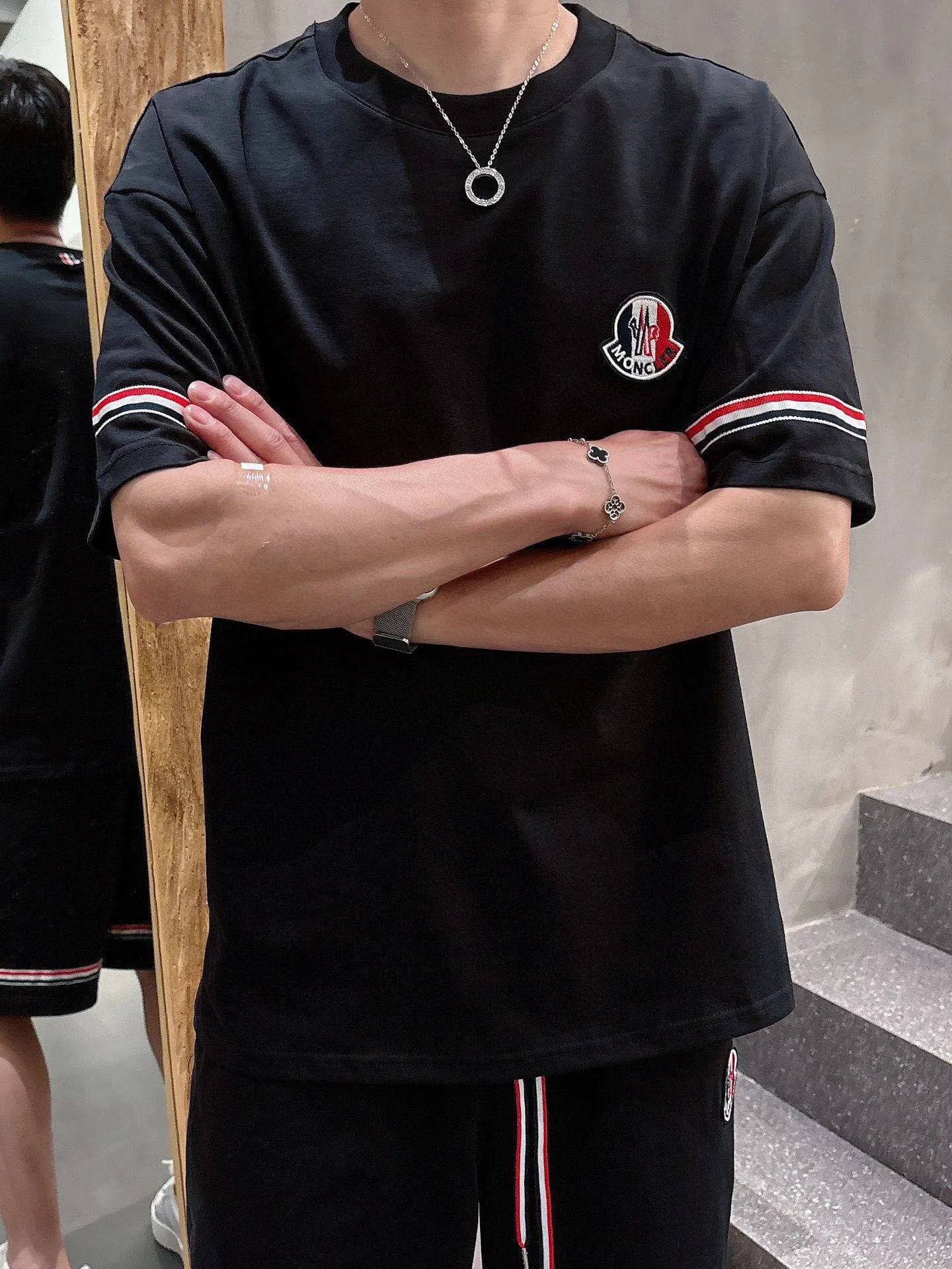 P570￼ Brand【MONCLER】2025 round neck short-sleeved shorts suit. The pure cotton fabric upper body will not be stuffy, the smooth and comfortable skin-friendly effect is more breathable, the fabric has its own texture, classic logo technology, unique angle and new interpretation, fashionable and versatile first choice! Size: M-3XL (maximum wear: 190 pounds)