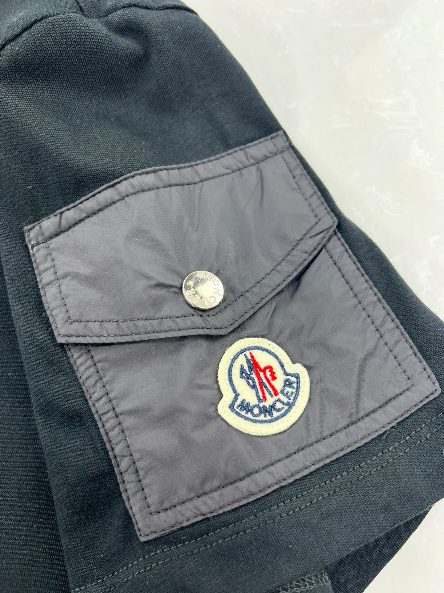 P160 (high version) Moncler-Mask-Logo patch pocket short-sleeved T-shirt Size:XS-L