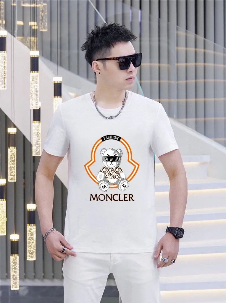 P140 Brand [MONCLER] (Good News for Fat People) original men's casual short-sleeved T-shirt, new product for spring and summer 2025, customized top-notch logo craftsmanship on the chest, matched with the entire details, quality and tailoring design are first-class, customized imported mercerized cotton fabric! Full of style, the color scheme is light and versatile. M-5XL (wear up to 220 pounds)