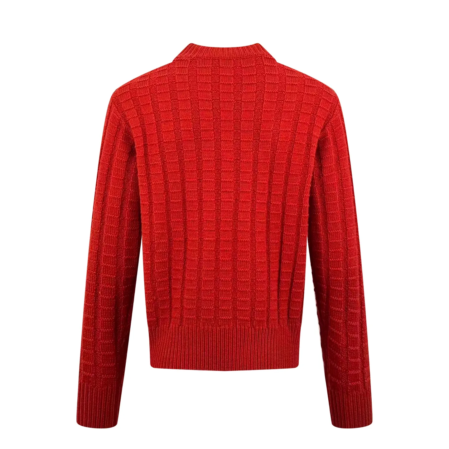 P410 Moncler embossed knitted logo sweater, custom-woven carved wool texture, soft and delicate, comfortable and close to the skin, with high saturation of true red as the base color, cutting through the dullness of winter, making every inch of fabric a commentary on power aesthetics. Using three-dimensional texture as brushstrokes, the whole piece of embossed knitting reconstructs the dimension of knitting aesthetics. The texture halo that produces a light and dark gradient as the human body moves. The iconic Moncler logo embroidered logo decorates the sleeves, making it highly recognizable. Hidden power aesthetics in the hedging of hardness and softness. The ultimate expression of elegance. No need to be deliberate. Self-contained style. Technique 1: Whole-piece embossed vertical grain knitting. Through specific stitching and fabric tissue changes, by changing the arrangement of stitching and the density of the fabric, the vertical grains present a relief effect that is raised on the surface of the sweater, forming undulating changes in the vertical grains. Technique 2: Curved thread weave. By changing the stitching and yarn arrangement during the knitting process, the yarns present a curved distribution in the fabric. Technique 3: Garment washing water plus soft and deodorizing process. Deep cleaning and deodorizing of clothes through professional washing equipment and specific detergents. Improve the feel and appearance of clothes. Accessories: Customized 1:1 Moncler embroidered logo. Customized 1:1 Moncler trademark. Fit: loose fit. Size: S M L XL. Style number: AA508.