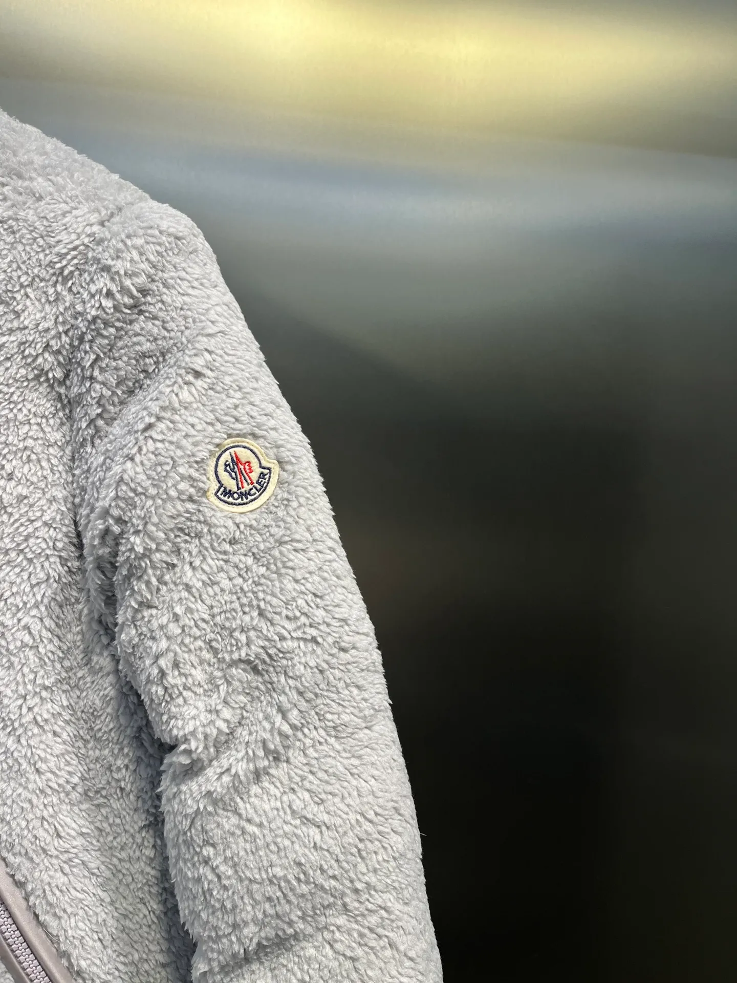 P840 🌟Moncler This model: Polignac en teddy splicing design, filled with goose down ~ Super soft texture, delicate material for skin care ~ 2025 new style gray, off-white size: 0123