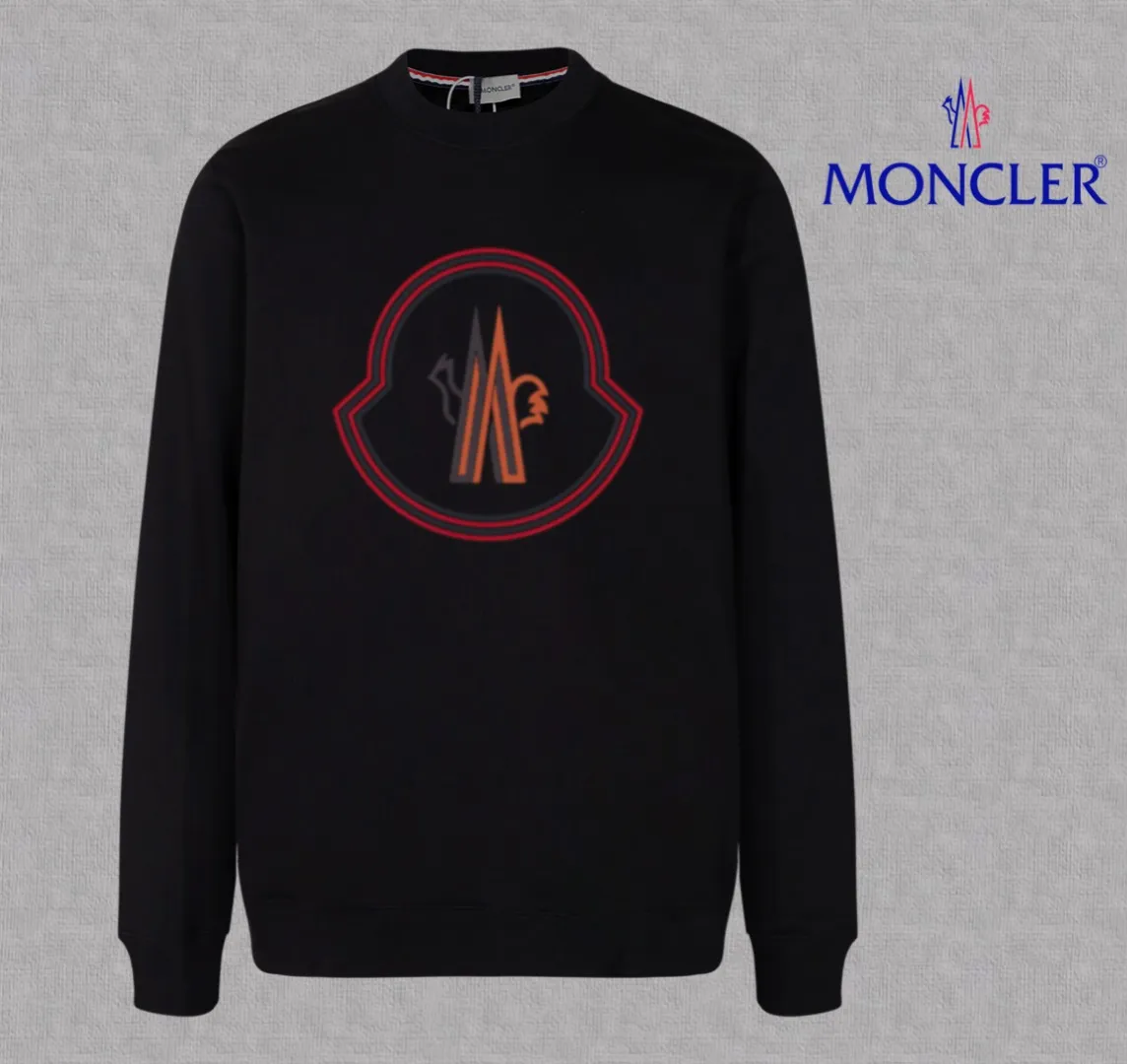P210 High-version sweatshirt) [Long-term stock] 〖𝐌𝐎𝐍𝐂𝐋𝐄𝐑~Mask〗 Made of 440g heavy-weight fabric. It is different from the market currency. It can be matched with any variety and is properly handsome. 😎The whole dress is made of double waistcoats. The double waistcoats make the whole dress more three-dimensional. Not ordinary factories can do such fine work. 2025 Spring runway version of the T stage, on sale at the counter, round neck terry sweatshirt, high-end double-strand pure cotton, custom-made stretch ribs, dyed in the same vat, complete with three standards, matched with exquisite embroidered LOGO on the chest, simple and advanced, same style for men and women. Color: black, apricot, white, size: S M L XL 2XL
