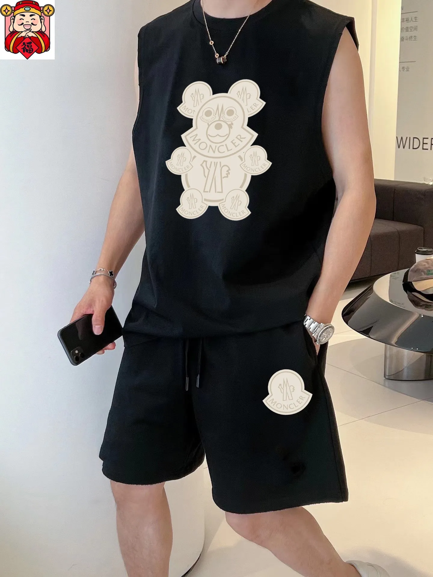 P290 brand [MONCLER] 2025 spring and summer new vest suit, classic and simple style, anyone can drive easily. Imported custom mercerized cotton fabric, soft, comfortable and stylish, sweat-absorbent and breathable, classic brand letter logo design on the chest. Luxurious fashion craft style, foreign trade company order, luxury classic design, fashionable must-have item! Highly recommended to buy! 🔺🔺Counter size: M～3XL