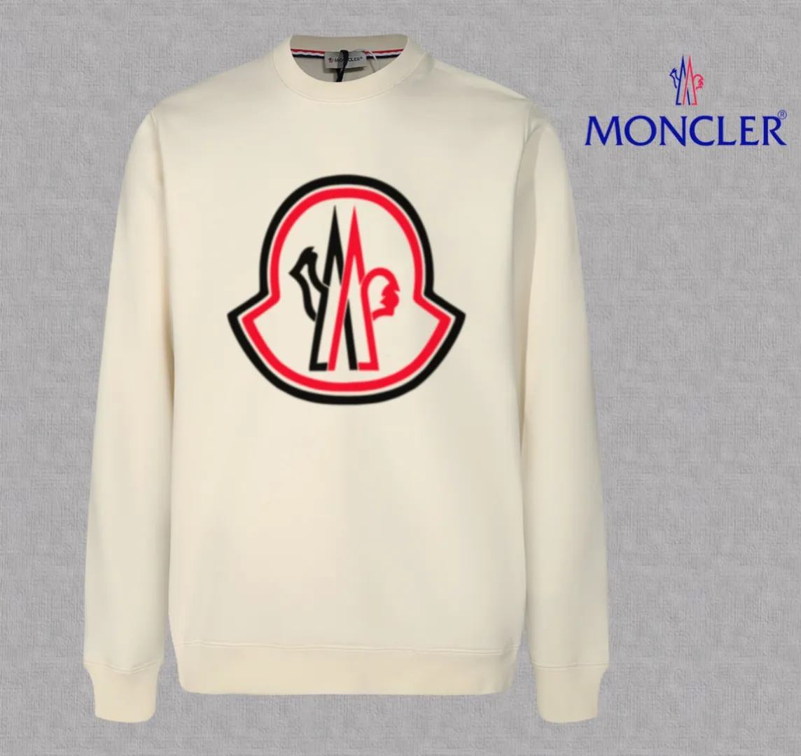 P210 High-version sweatshirt) [Long-term stock] 〖𝐌𝐎𝐍𝐂𝐋𝐄𝐑~Mask〗 Made of 440g heavy-weight fabric. It is different from the market currency. It can be matched with any variety and is properly handsome. 😎The whole dress is made of double waistcoats. The double waistcoats make the whole dress more three-dimensional. Not ordinary factories can do such fine work. 2025 Spring runway version of the T stage, on sale at the counter, round neck terry sweatshirt, high-end double-strand pure cotton, custom-made stretch ribs, dyed in the same vat, complete with three standards, matched with exquisite embroidered LOGO on the chest, simple and advanced, same style for men and women. Color: black, apricot, white, size: S M L XL 2XL