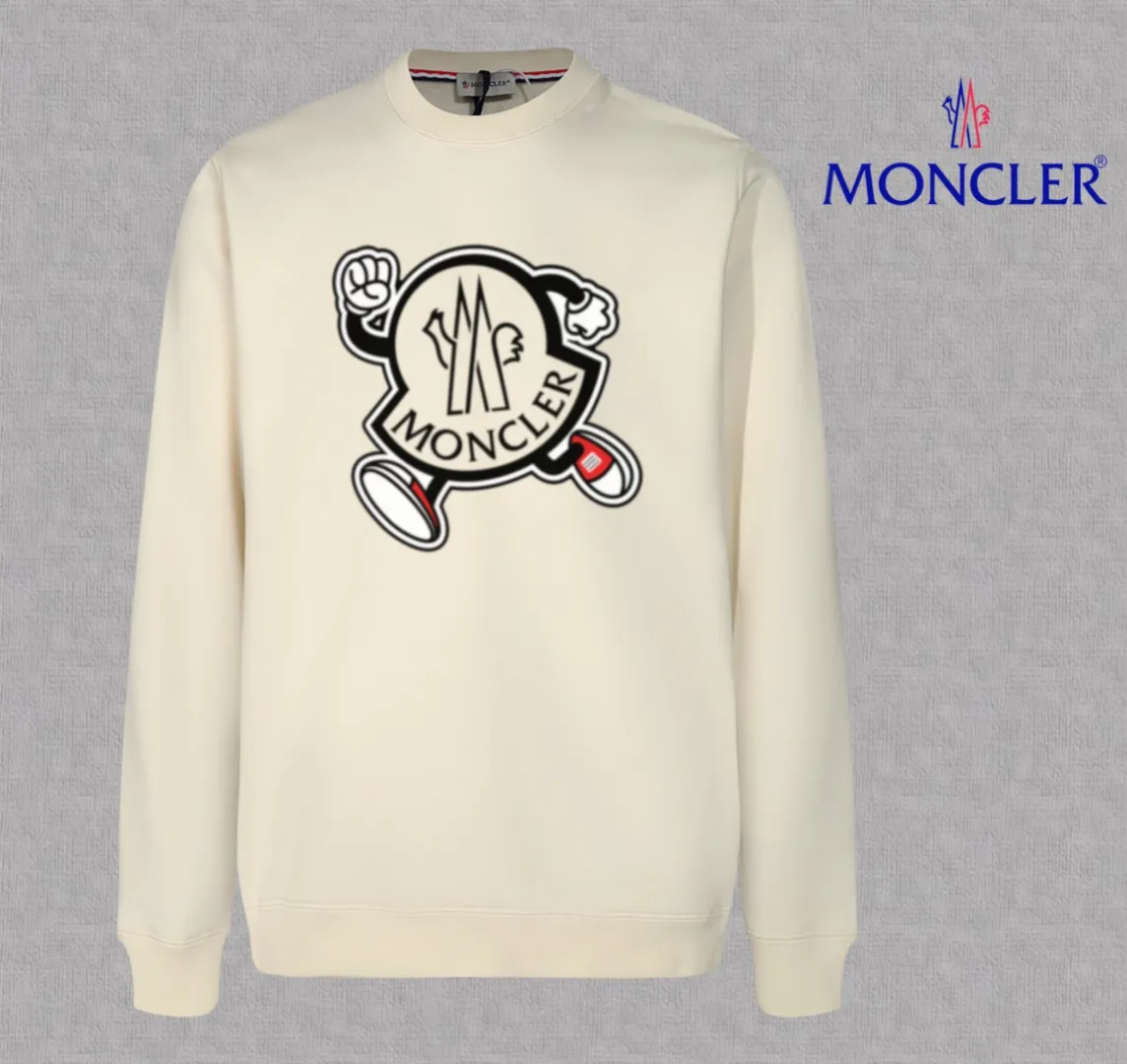 P210 High-version sweatshirt) [Long-term stock] 〖𝐌𝐎𝐍𝐂𝐋𝐄𝐑~Mask〗 Made of 440g heavy-weight fabric. It is different from the market currency. It can be matched with any variety and is properly handsome. 😎The whole dress is made of double waistcoats. The double waistcoats make the whole dress more three-dimensional. Not ordinary factories can do such fine work. 2025 Spring runway version of the T stage, on sale at the counter, round neck terry sweatshirt, high-end double-strand pure cotton, custom-made stretch ribs, dyed in the same vat, complete with three standards, matched with exquisite embroidered LOGO on the chest, simple and advanced, same style for men and women. Color: black, apricot, white, size: S M L XL 2XL