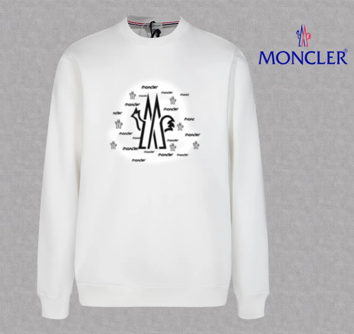 P210 High-version sweatshirt) [Long-term stock] 〖𝐌𝐎𝐍𝐂𝐋𝐄𝐑~Mask〗 Made of 440g heavy-weight fabric. It is different from the market currency. It can be matched with any variety and is properly handsome. 😎The whole dress is made of double waistcoats. The double waistcoats make the whole dress more three-dimensional. Not ordinary factories can do such fine work. 2025 Spring runway version of the T stage, on sale at the counter, round neck terry sweatshirt, high-end double-strand pure cotton, custom-made stretch ribs, dyed in the same vat, complete with three standards, matched with exquisite embroidered LOGO on the chest, simple and advanced, same style for men and women. Color: black, apricot, white, size: S M L XL 2XL