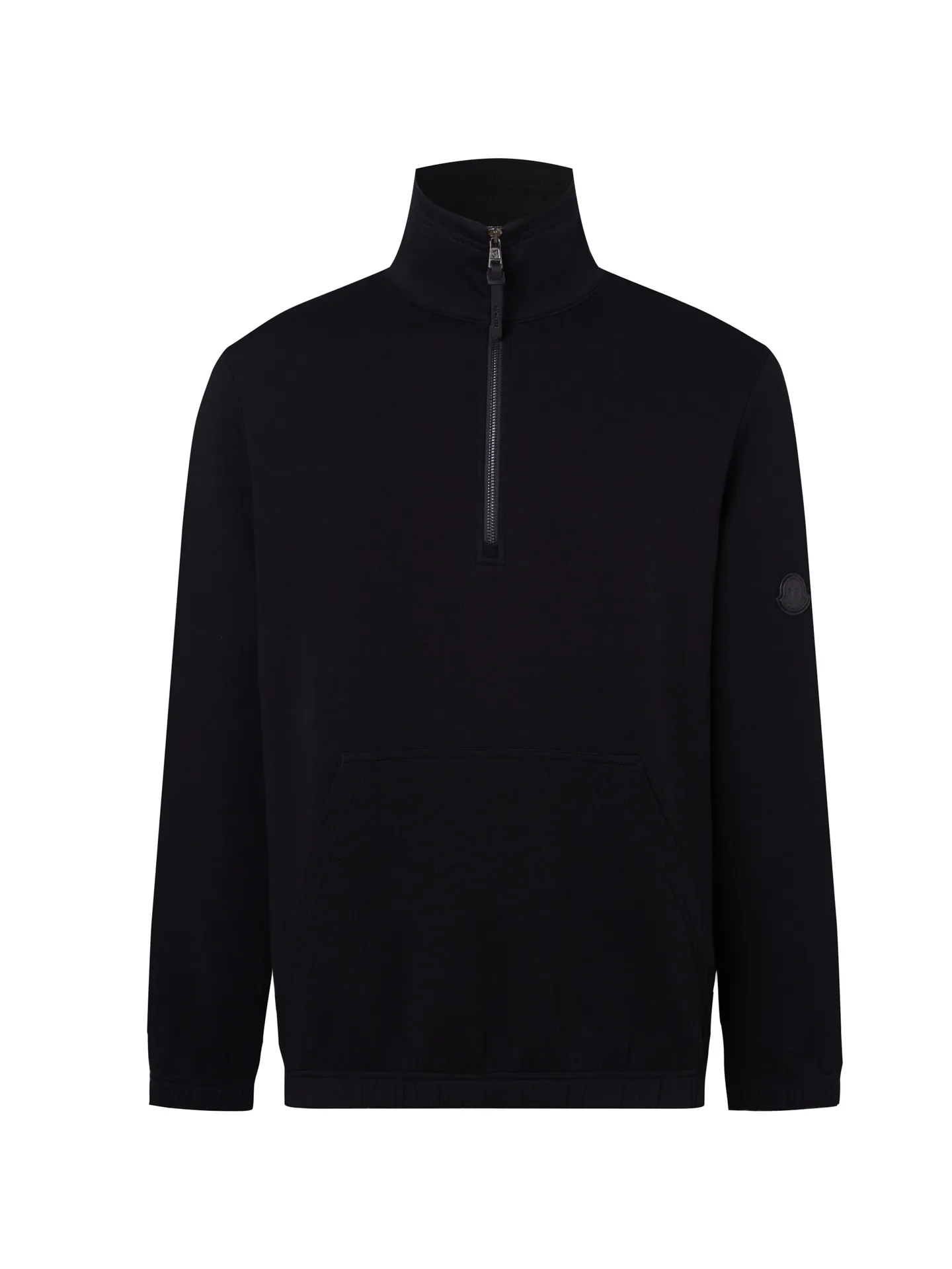 P370 ZP version) - Moncler muzzle classic, genuine leather badge half-zip simple casual stand-up collar sweatshirt - Made of exclusive custom imported 450g air cotton fabric, the upper body is extremely comfortable, complete custom accessories, exclusive quality difference currency, welcome to compare - Color: black - Size: S M L XL