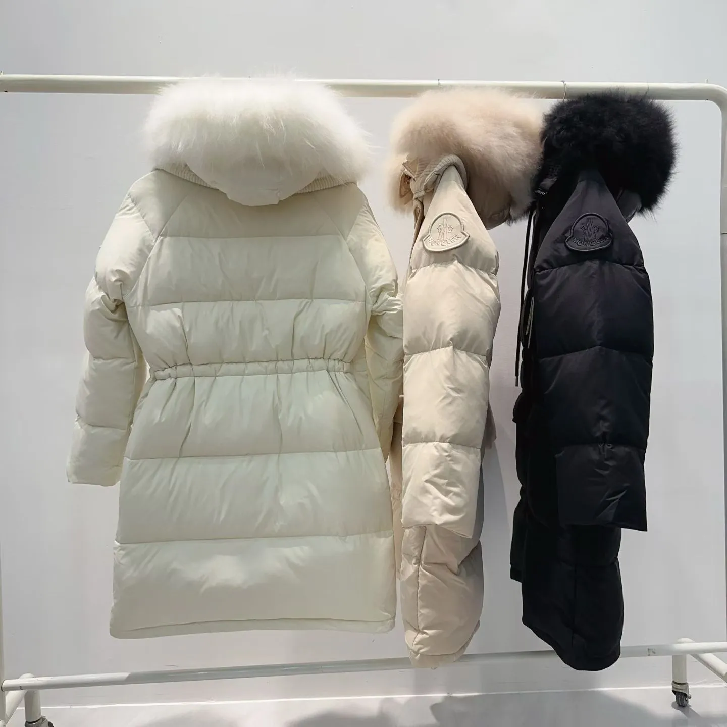 P1700 Moncler high-end series, Ruvuma mid-length down jacket Color: black white apricot Size: 0-1-2