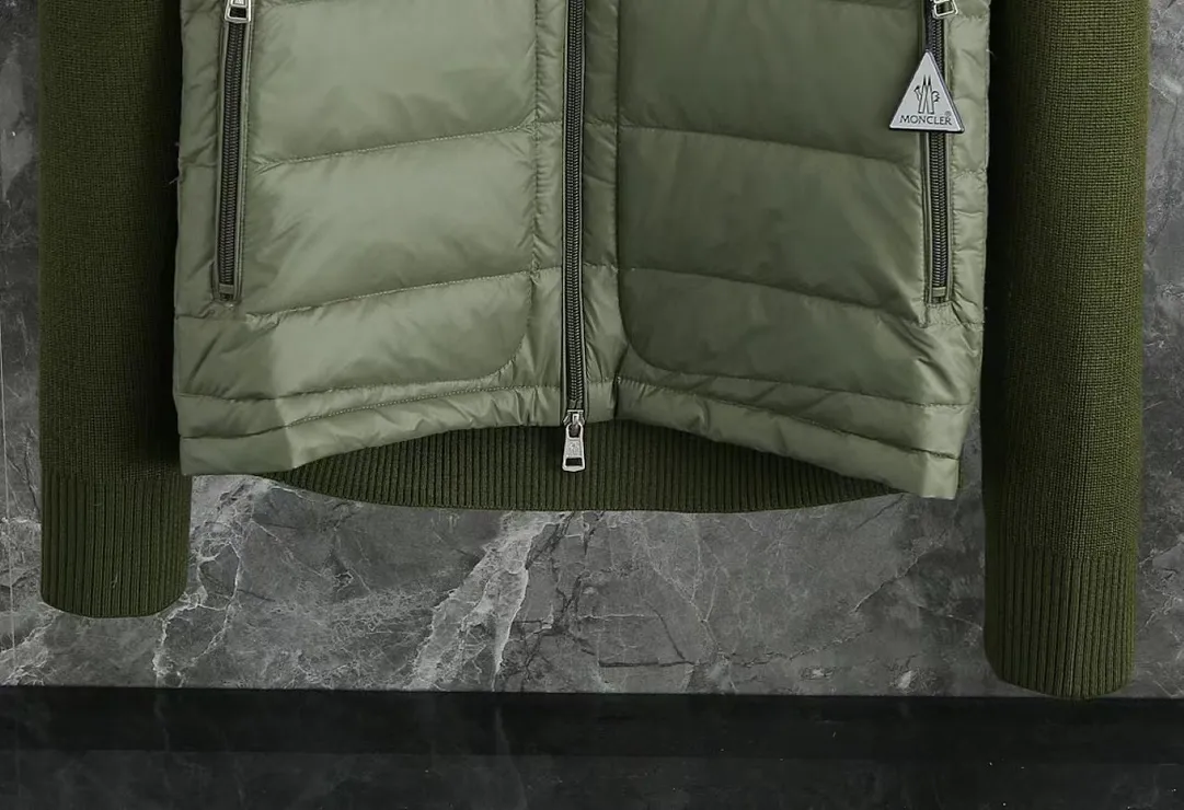 P700 9020# Spot Moncler Moncler 25 new men's wool knitted stitching stand-up collar thin down jacket