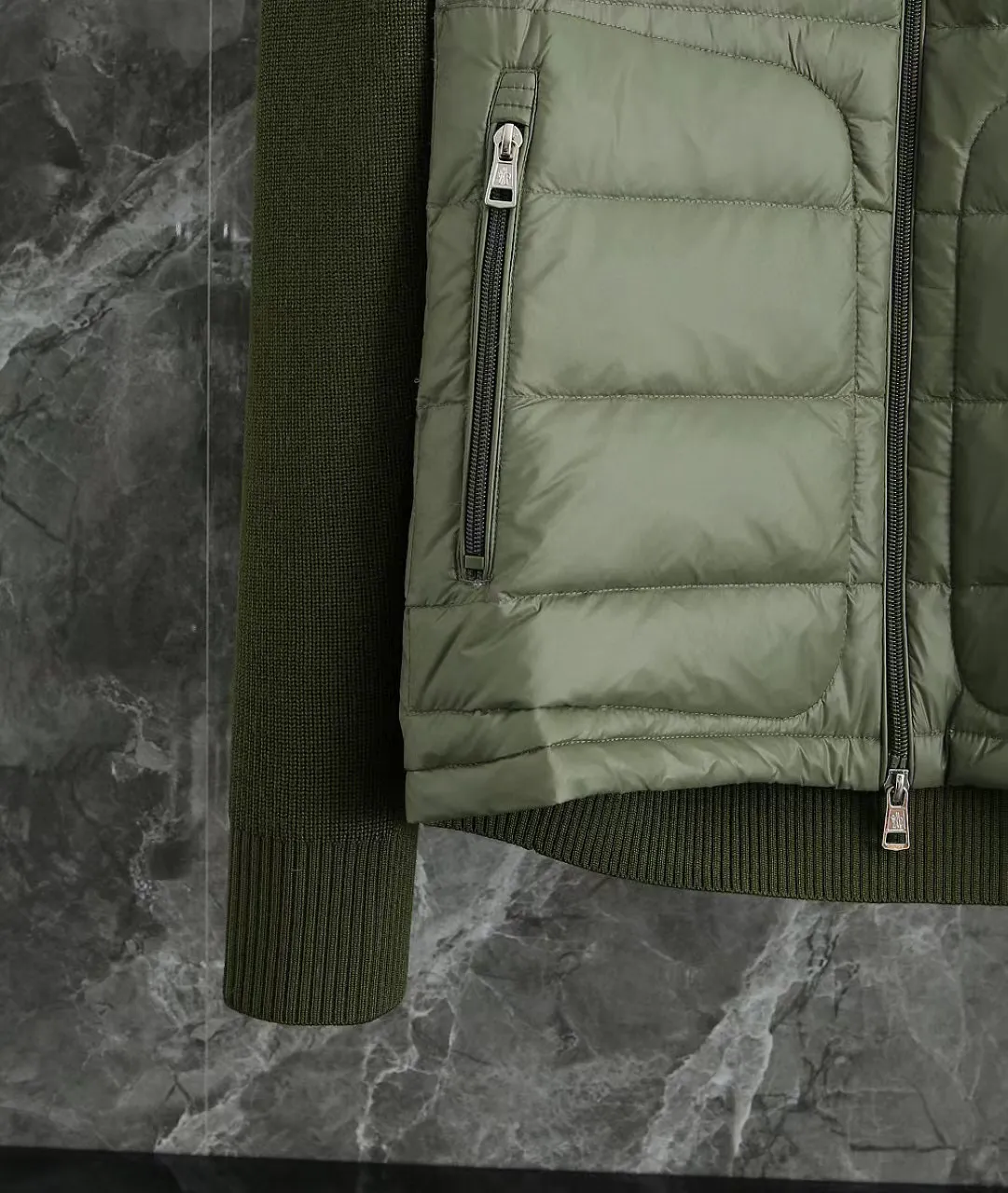 P700 9020# Spot Moncler Moncler 25 new men's wool knitted stitching stand-up collar thin down jacket