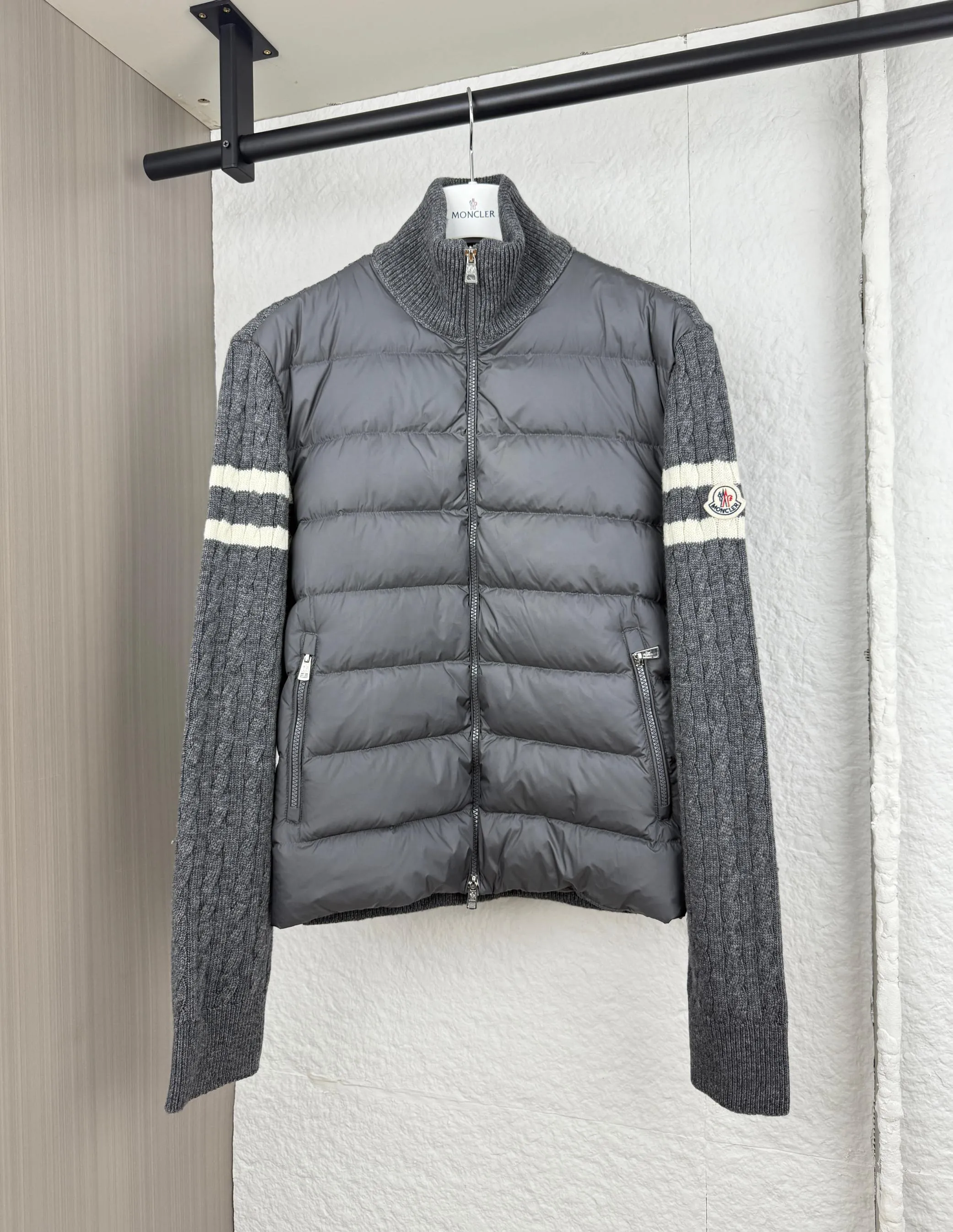 P810 Moncler masked Padded striped wool splicing down jacket 1/2/3/4