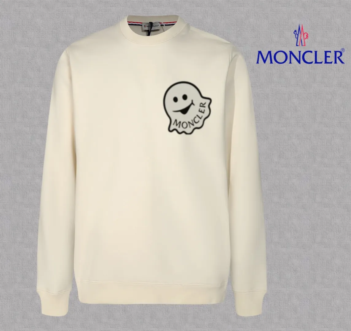 P210 High-version sweatshirt) [Long-term stock] 〖𝐌𝐎𝐍𝐂𝐋𝐄𝐑~Mask〗 Made of 440g heavy-weight fabric. It is different from the market currency. It can be matched with any variety and is properly handsome. 😎The whole dress is made of double waistcoats. The double waistcoats make the whole dress more three-dimensional. Not ordinary factories can do such fine work. 2025 Spring runway version of the T stage, on sale at the counter, round neck terry sweatshirt, high-end double-strand pure cotton, custom-made stretch ribs, dyed in the same vat, complete with three standards, matched with exquisite embroidered LOGO on the chest, simple and advanced, same style for men and women. Color: black, apricot, white, size: S M L XL 2XL
