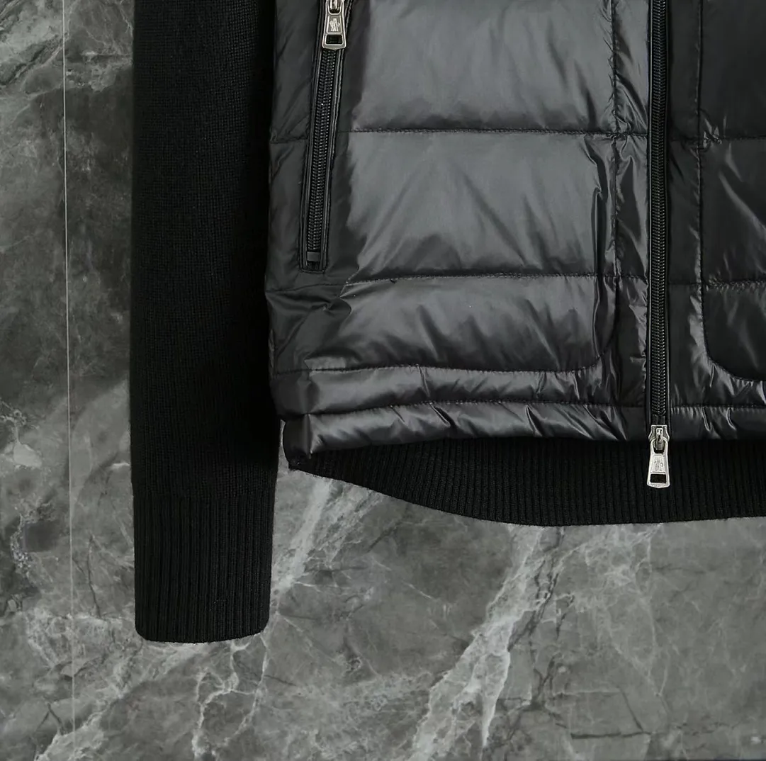 P700 9020# Spot Moncler Moncler 25 new men's wool knitted stitching stand-up collar thin down jacket
