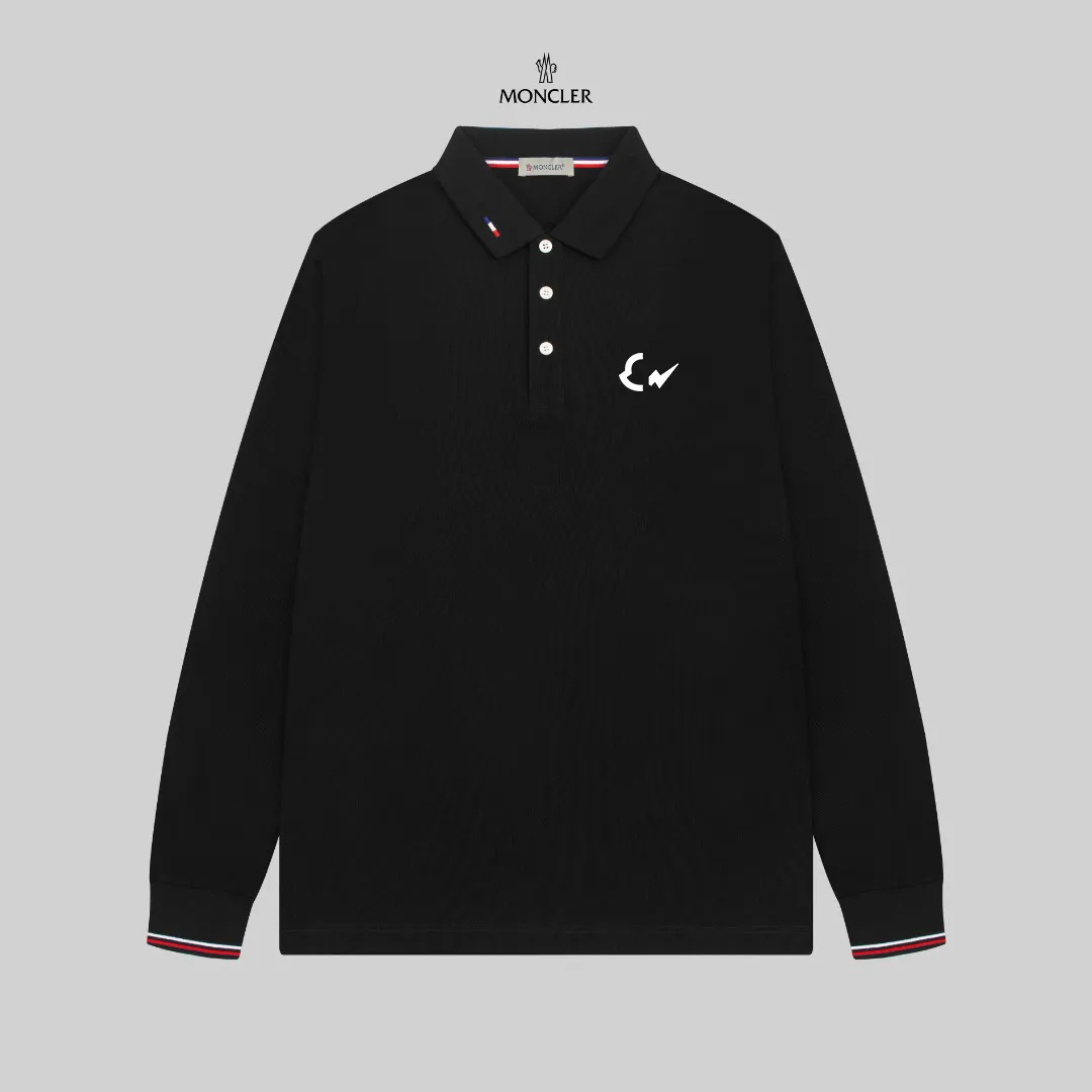 P210 MONCLER/Muzzled New style logo embroidered lapel long-sleeved polo shirt.  A simple yet refined T-shirt. The best item to create a modern and elegant look. Excellent channel product! Customer-supplied Piquet porous fiber pique cotton fabric, which can be called a "breathing fabric."  The unparalleled texture is inseparable from the exquisite materials used in craft tailoring. The craft knitted quilted design makes the hand feel extremely smooth and delicate without any roughness. The original logo design is more luxurious and noble. The upper body is comfortable and classy. The hand feels very smooth and soft. It can be easily controlled regardless of business, fashion or leisure. The age span is very large, which conforms to the trendy and practical dressing customs. It is the first choice for senior urban fashion people.  Black/white/Tibetan orchid Size: M~3XL