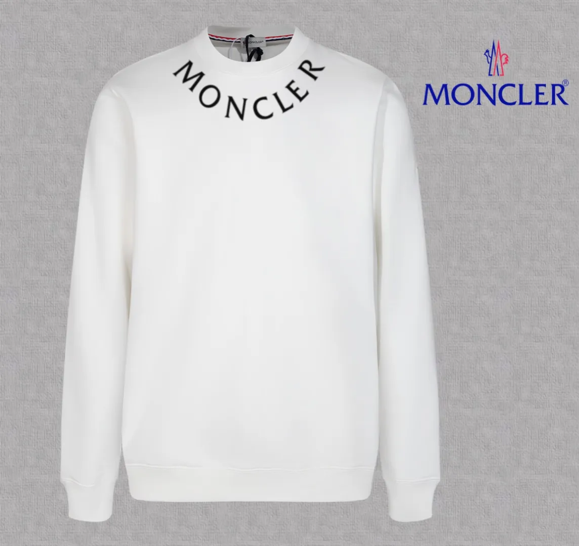P210 High-version sweatshirt) [Long-term stock] 〖𝐌𝐎𝐍𝐂𝐋𝐄𝐑~Mask〗 Made of 440g heavy-weight fabric. It is different from the market currency. It can be matched with any variety and is properly handsome. 😎The whole dress is made of double waistcoats. The double waistcoats make the whole dress more three-dimensional. Not ordinary factories can do such fine work. 2025 Spring catwalk version of the T stage, on sale at the counter, exquisitely printed round neck terry sweatshirt, high-end double-ply cotton, custom-made stretch ribs, dyed in the same vat, complete with three standards, matched with digital printing patterns and very breathable, same style for men and women, color: black, white, apricot, size: S M L XL 2XL