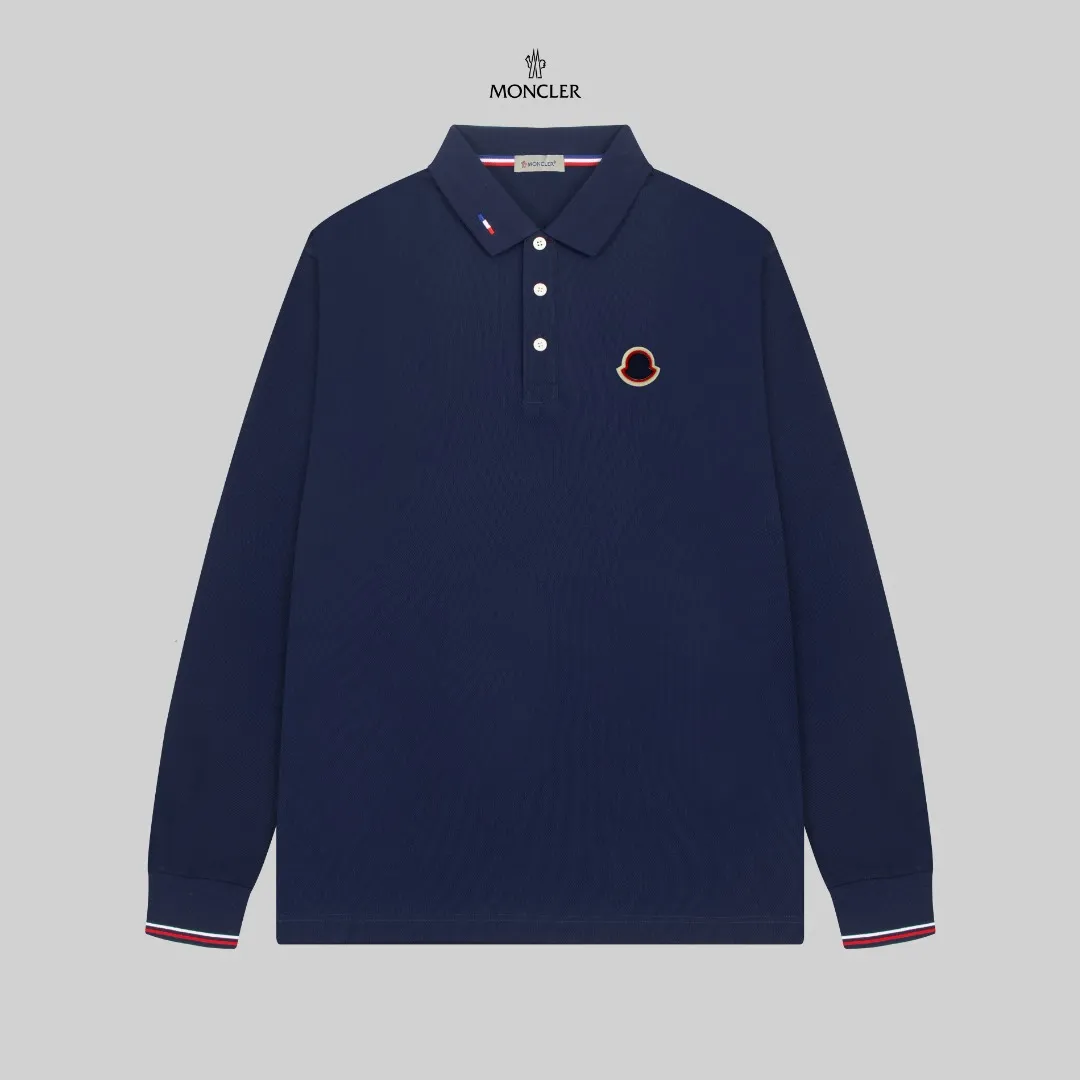 P210 MONCLER/Mask 25SS new logo embroidered lapel long-sleeved Polo shirt.  A simple yet refined T-shirt. The best item to create a modern and elegant look. Excellent channel product! Customer-supplied Piquet porous fiber pique cotton fabric, which can be called a "breathing fabric."  The unparalleled texture is inseparable from the exquisite materials used in craft tailoring. The craft knitted quilted design makes the hand feel extremely smooth and delicate without any roughness. The original logo design is more luxurious and noble. The upper body is comfortable and classy. The hand feels very smooth and soft. It can be easily controlled regardless of business, fashion or leisure. The age span is very large, which conforms to the trendy and practical dressing customs. It is the first choice for senior urban fashion people.  Black/white/Tibetan orchid Size: M~3XL