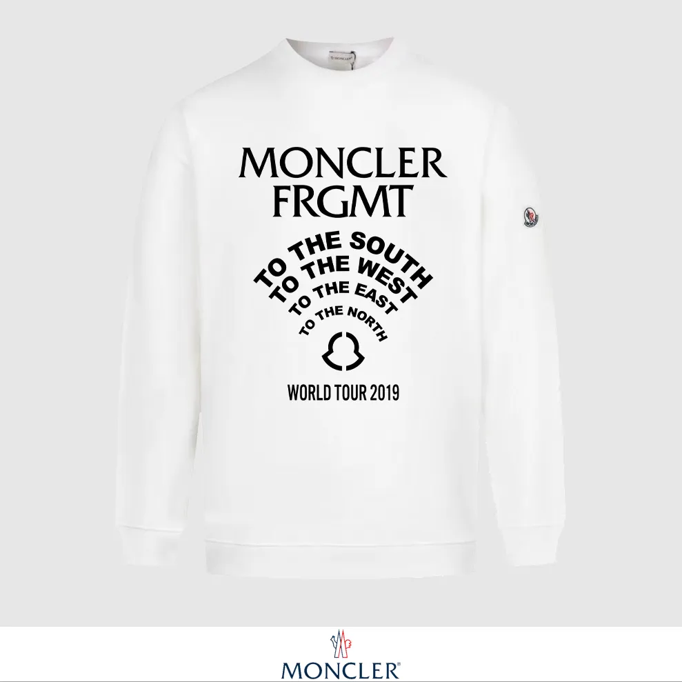 P240 Recommend the most popular Moncler masked 380g printed terry crew neck sweatshirt. Breathable pure cotton fabric. The texture is very soft and comfortable. No shrinkage, no deformation, no pilling). Original customized accessories. Collar label. Wash mark. Hang tag. Packaging (perfect details). Color: White. Black. Size: XS S M L.