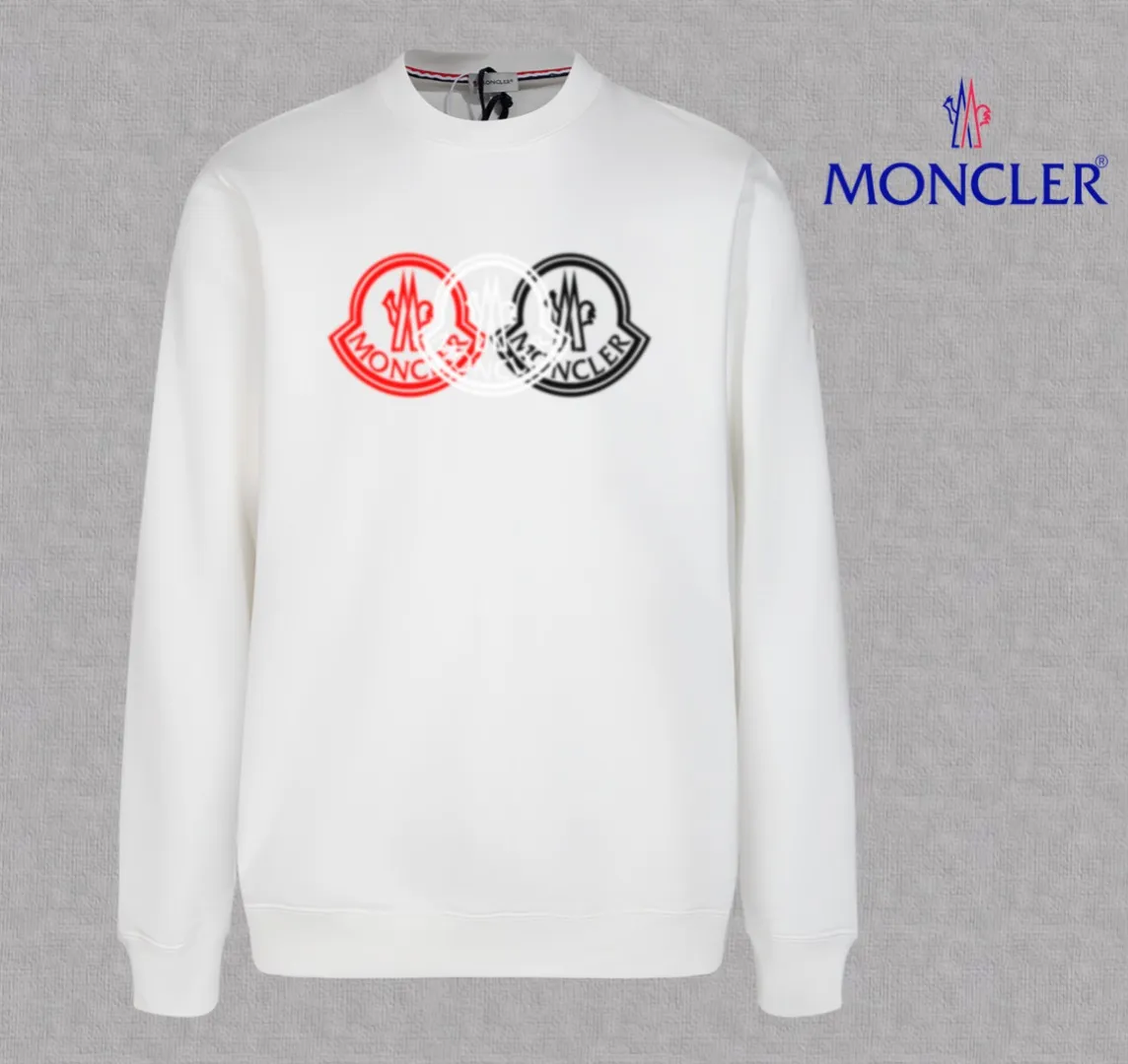 P210 High-version sweatshirt) [Long-term stock] 〖𝐌𝐎𝐍𝐂𝐋𝐄𝐑~Mask〗 Made of 440g heavy-weight fabric. It is different from the market currency. It can be matched with any variety and is properly handsome. 😎The whole dress is made of double waistcoats. The double waistcoats make the whole dress more three-dimensional. Not ordinary factories can do such fine work. 2025 Spring runway version of the T stage, on sale at the counter, round neck terry sweatshirt, high-end double-strand pure cotton, custom-made stretch ribs, dyed in the same vat, complete with three standards, matched with exquisite embroidered LOGO on the chest, simple and advanced, same style for men and women. Color: black, apricot, white, size: S M L XL 2XL