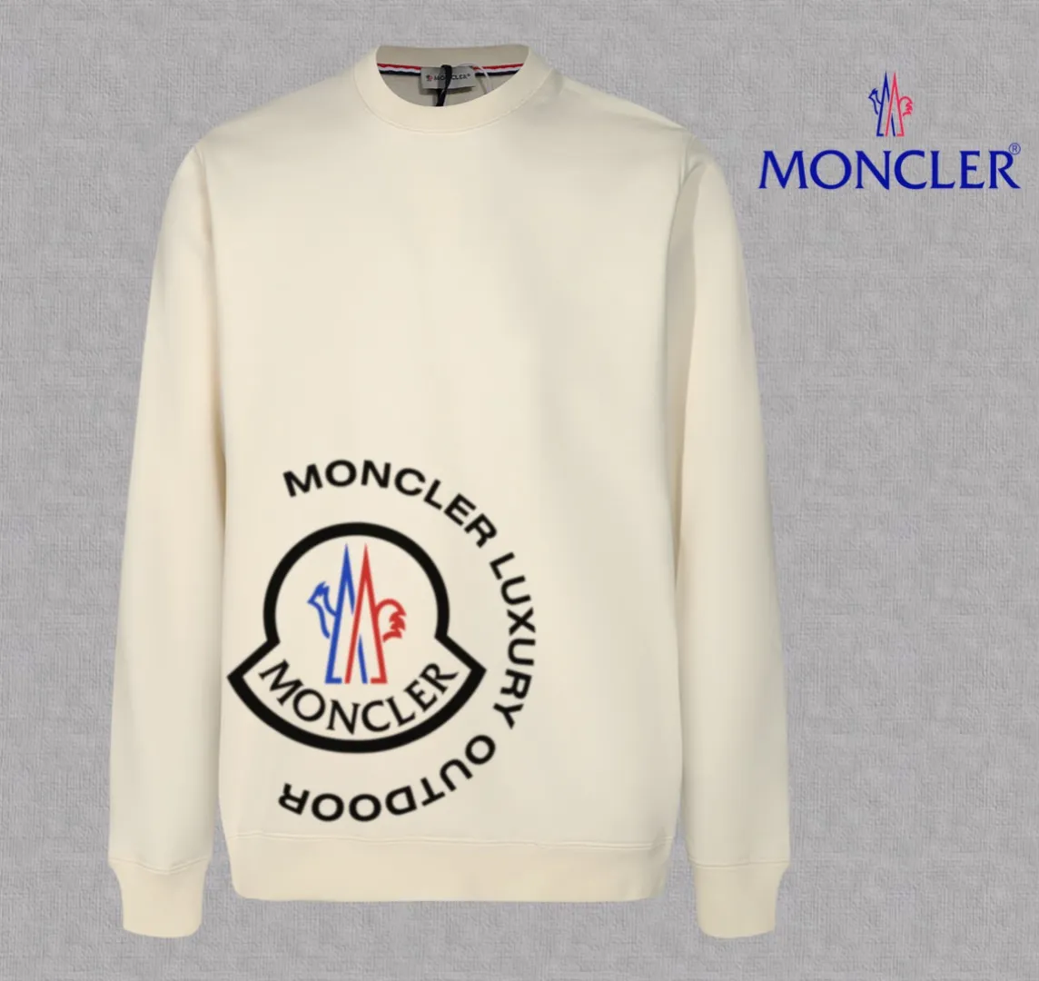 P210 High-version sweatshirt) [Long-term stock] 〖𝐌𝐎𝐍𝐂𝐋𝐄𝐑~Mask〗 Made of 440g heavy-weight fabric. It is different from the market currency. It can be matched with any variety and is properly handsome. 😎The whole dress is made of double waistcoats. The double waistcoats make the whole dress more three-dimensional. Not ordinary factories can do such fine work. 2025 Spring runway version of the T stage, on sale at the counter, round neck terry sweatshirt, high-end double-strand pure cotton, custom-made stretch ribs, dyed in the same vat, complete with three standards, matched with exquisite embroidered LOGO on the chest, simple and advanced, same style for men and women. Color: black, apricot, white, size: S M L XL 2XL