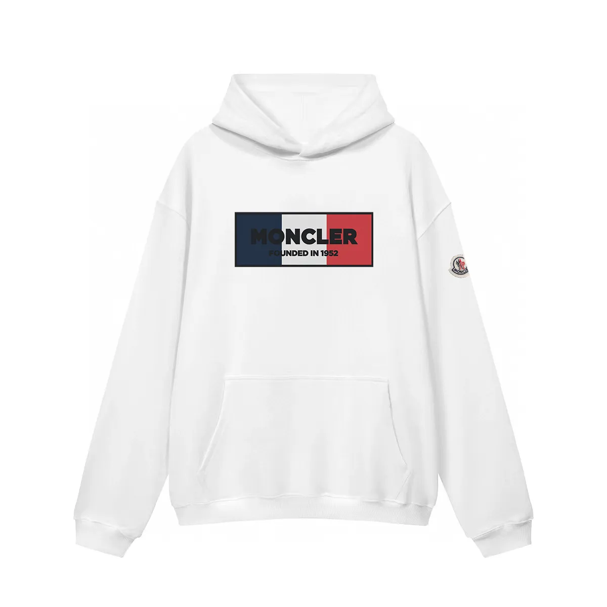 P270 Recommended model that will not be sold off the shelves, Moncler Mouth Mouth 480g Velvet Printed Hooded Sweatshirt, Australian velvet fabric is soft and comfortable, does not shrink, does not deform, does not pill) Original customized accessories Collar label Wash mark Hang tag Packaging (perfect details) Color White Black Size XS-L - Copy (46) - Copy