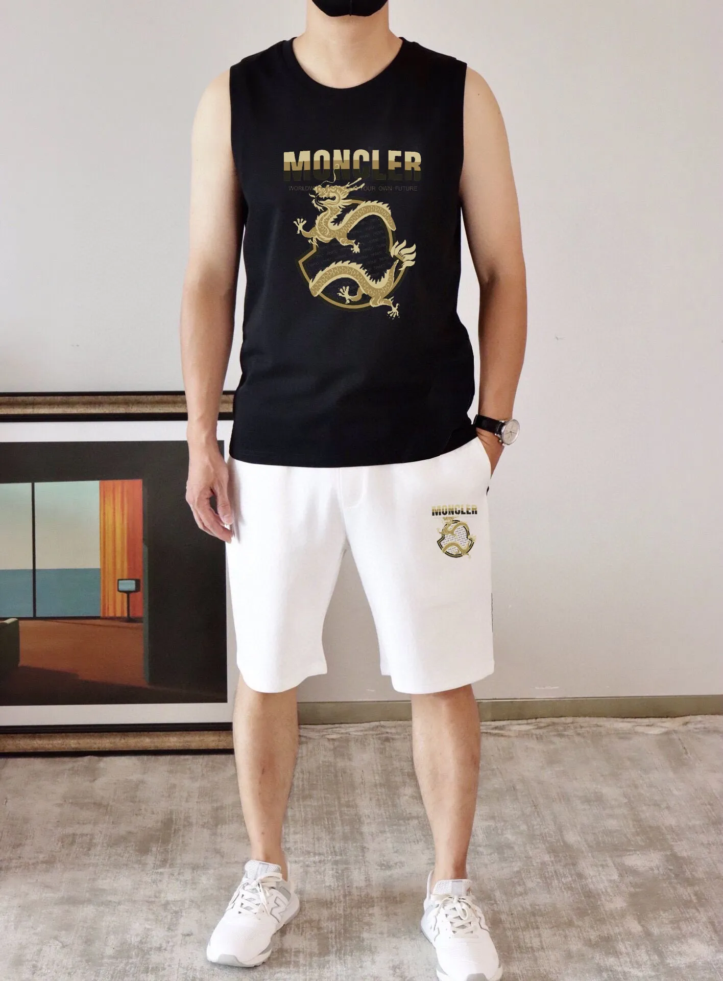 P290 brand [MONCLER] 2025 spring and summer new vest suit, classic and simple style, anyone can drive easily. Imported custom mercerized cotton fabric, soft, comfortable and stylish, sweat-absorbent and breathable, classic brand letter logo design on the chest. Luxurious fashion craft style, foreign trade company order, luxury classic design, fashionable must-have item! Highly recommended to buy! 🔺🔺Counter size: M～3XL