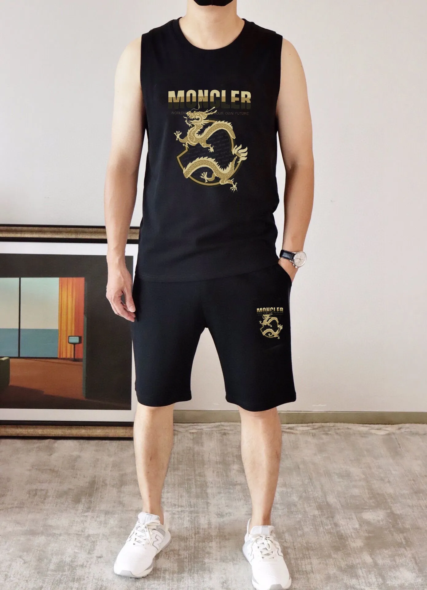 P290 brand [MONCLER] 2025 spring and summer new vest suit, classic and simple style, anyone can drive easily. Imported custom mercerized cotton fabric, soft, comfortable and stylish, sweat-absorbent and breathable, classic brand letter logo design on the chest. Luxurious fashion craft style, foreign trade company order, luxury classic design, fashionable must-have item! Highly recommended to buy! 🔺🔺Counter size: M～3XL