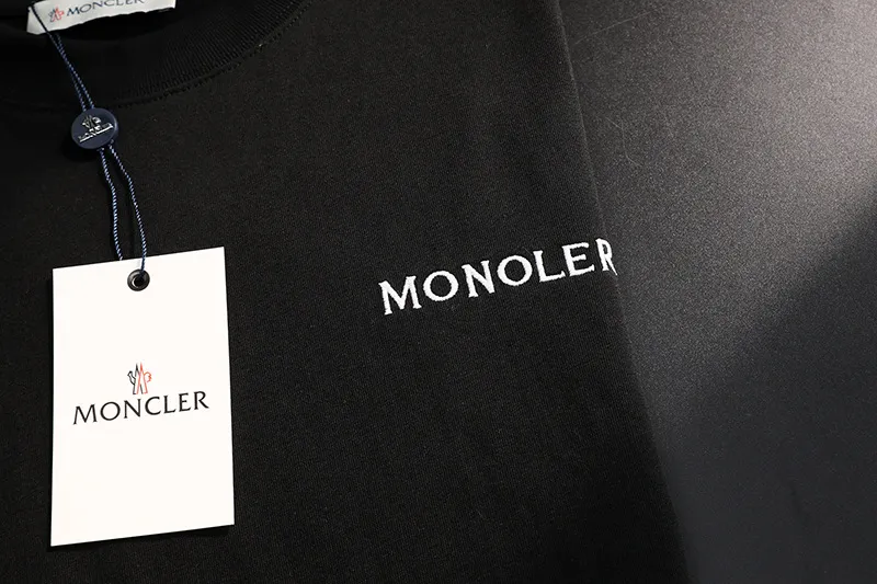 P180 MONCLER 2025 spring and summer new style, personalized denim embroidery, round neck short-sleeved T-shirt, fashionable men and women, S M L XL XXL five sizes black white
