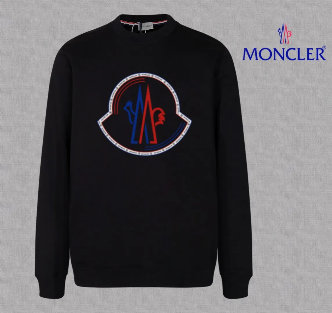 P210 High-version sweatshirt) [Long-term stock] 〖𝐌𝐎𝐍𝐂𝐋𝐄𝐑~Mask〗 Made of 440g heavy-weight fabric. It is different from the market currency. It can be matched with any variety and is properly handsome. 😎The whole dress is made of double waistcoats. The double waistcoats make the whole dress more three-dimensional. Not ordinary factories can do such fine work. 2025 Spring runway version of the T stage, on sale at the counter, round neck terry sweatshirt, high-end double-strand pure cotton, custom-made stretch ribs, dyed in the same vat, complete with three standards, matched with exquisite embroidered LOGO on the chest, simple and advanced, same style for men and women. Color: black, apricot, white, size: S M L XL 2XL