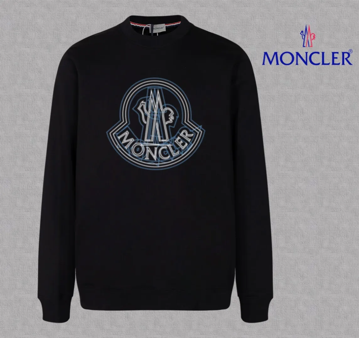 P210 High-version sweatshirt) [Long-term stock] 〖𝐌𝐎𝐍𝐂𝐋𝐄𝐑~Mask〗 Made of 440g heavy-weight fabric. It is different from the market currency. It can be matched with any variety and is properly handsome. 😎The whole dress is made of double waistcoats. The double waistcoats make the whole dress more three-dimensional. Not ordinary factories can do such fine work. 2025 Spring runway version of the T stage, on sale at the counter, round neck terry sweatshirt, high-end double-strand pure cotton, custom-made stretch ribs, dyed in the same vat, complete with three standards, matched with exquisite embroidered LOGO on the chest, simple and advanced, same style for men and women. Color: black, apricot, white, size: S M L XL 2XL