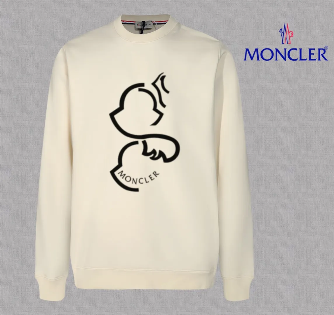 P210 High-version sweatshirt) [Long-term stock] 〖𝐌𝐎𝐍𝐂𝐋𝐄𝐑~Mask〗 Made of 440g heavy-weight fabric. It is different from the market currency. It can be matched with any variety and is properly handsome. 😎The whole dress is made of double waistcoats. The double waistcoats make the whole dress more three-dimensional. Not ordinary factories can do such fine work. 2025 Spring runway version of the T stage, on sale at the counter, round neck terry sweatshirt, high-end double-strand pure cotton, custom-made stretch ribs, dyed in the same vat, complete with three standards, matched with exquisite embroidered LOGO on the chest, simple and advanced, same style for men and women. Color: black, apricot, white, size: S M L XL 2XL