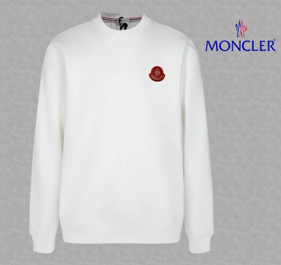 P210 High-version sweatshirt) [Long-term stock] 〖𝐌𝐎𝐍𝐂𝐋𝐄𝐑~Mask〗 Made of 440g heavy-weight fabric. It is different from the market currency. It can be matched with any variety and is properly handsome. 😎The whole dress is made of double waistcoats. The double waistcoats make the whole dress more three-dimensional. Not ordinary factories can do such fine work. 2025 Spring runway version of the T stage, on sale at the counter, round neck terry sweatshirt, high-end double-strand pure cotton, custom-made stretch ribs, dyed in the same vat, complete with three standards, matched with exquisite embroidered LOGO on the chest, simple and advanced, same style for men and women. Color: black, apricot, white, size: S M L XL 2XL