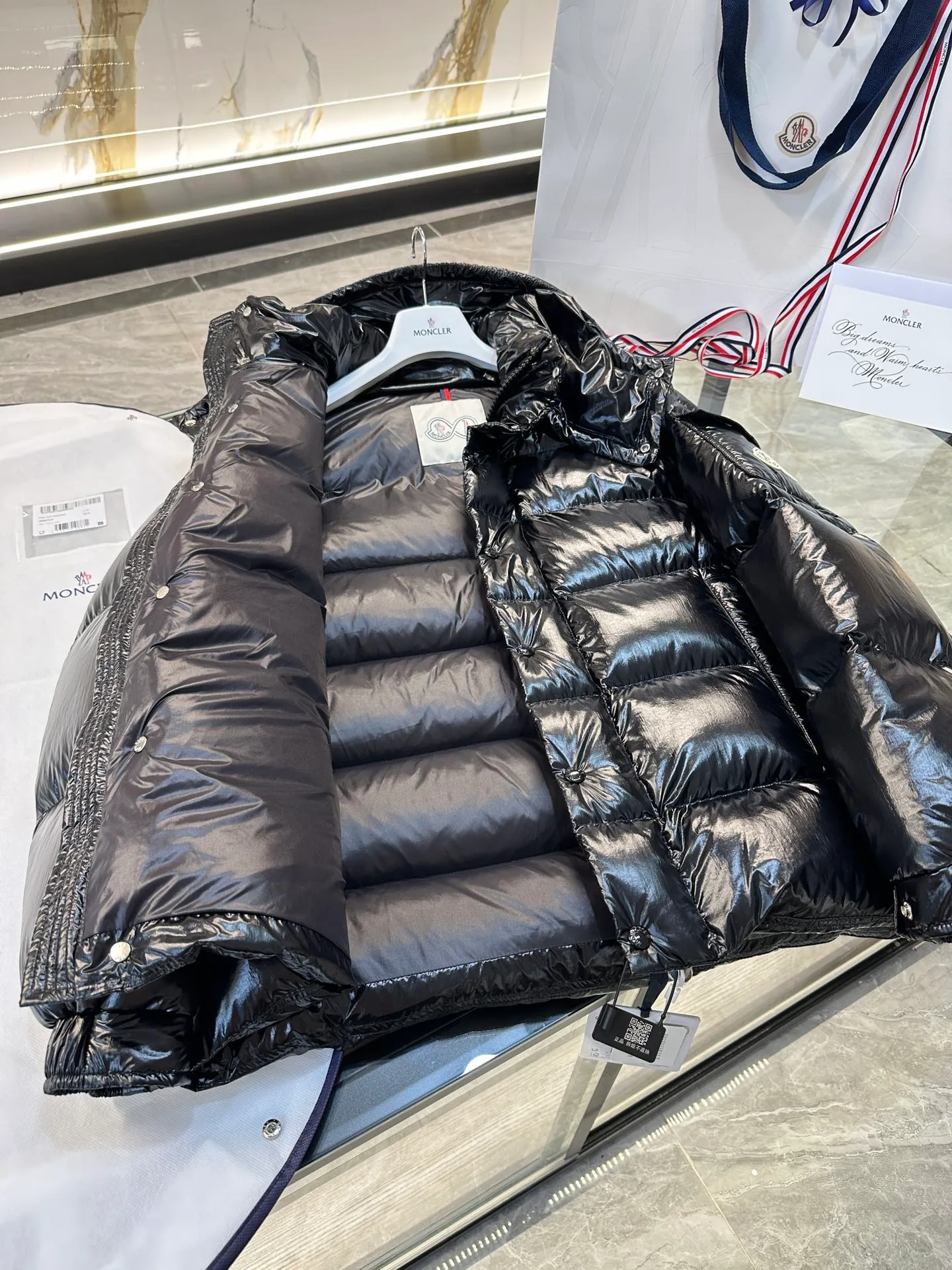 P760 Moncler Maya 70 winter short down jacket. Goose down filled version. More details in real shots.