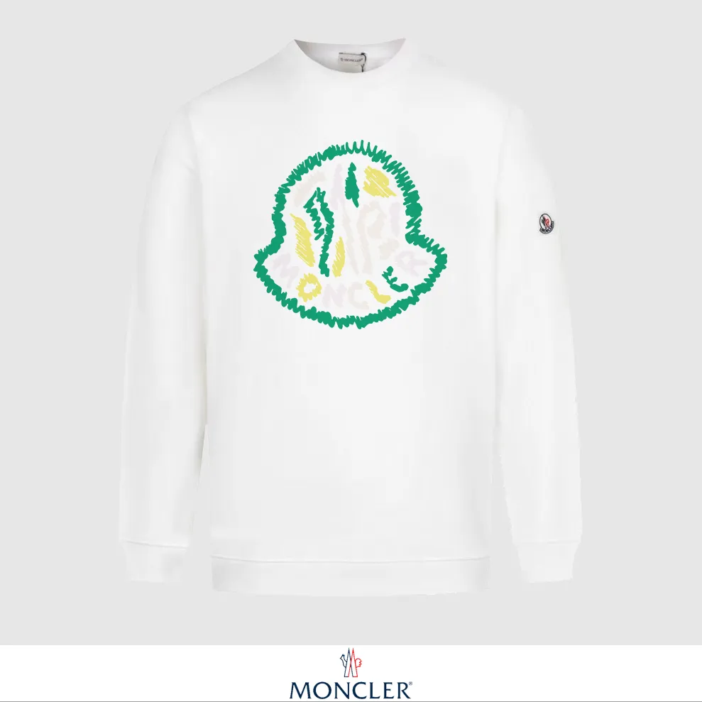P240 Recommend the most popular Moncler masked 380g printed terry crew neck sweatshirt. Breathable pure cotton fabric. The texture is very soft and comfortable. No shrinkage, no deformation, no pilling). Original customized accessories. Collar label. Wash mark. Hang tag. Packaging (perfect details). Color: White. Black. Size: XS S M L.