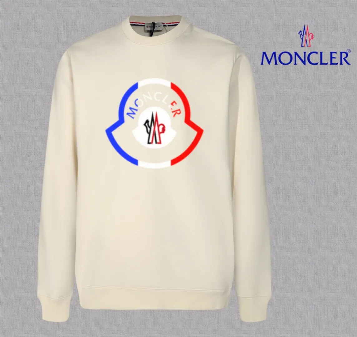 P210 High-version sweatshirt) [Long-term stock] 〖𝐌𝐎𝐍𝐂𝐋𝐄𝐑~Mask〗 Made of 440g heavy-weight fabric. It is different from the market currency. It can be matched with any variety and is properly handsome. 😎The whole dress is made of double waistcoats. The double waistcoats make the whole dress more three-dimensional. Not ordinary factories can do such fine work. 2025 Spring runway version of the T stage, on sale at the counter, round neck terry sweatshirt, high-end double-strand pure cotton, custom-made stretch ribs, dyed in the same vat, complete with three standards, matched with exquisite embroidered LOGO on the chest, simple and advanced, same style for men and women. Color: black, apricot, white, size: S M L XL 2XL