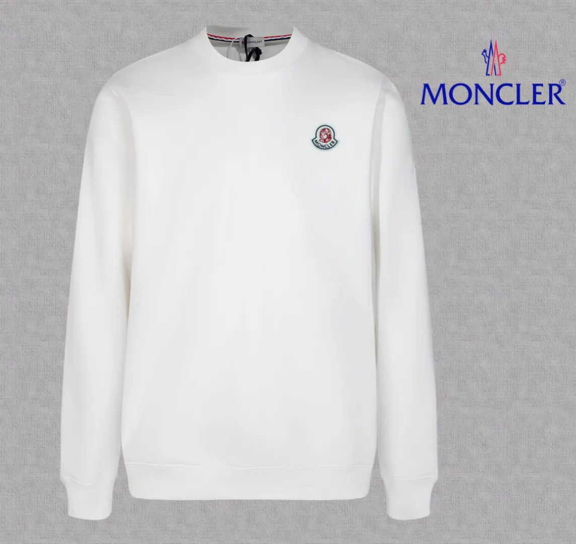 P210 High-version sweatshirt) [Long-term stock] 〖𝐌𝐎𝐍𝐂𝐋𝐄𝐑~Mask〗 Made of 440g heavy-weight fabric. It is different from the market currency. It can be matched with any variety and is properly handsome. 😎The whole dress is made of double waistcoats. The double waistcoats make the whole dress more three-dimensional. Not ordinary factories can do such fine work. 2025 Spring runway version of the T stage, on sale at the counter, round neck terry sweatshirt, high-end double-strand pure cotton, custom-made stretch ribs, dyed in the same vat, complete with three standards, matched with exquisite embroidered LOGO on the chest, simple and advanced, same style for men and women. Color: black, apricot, white, size: S M L XL 2XL