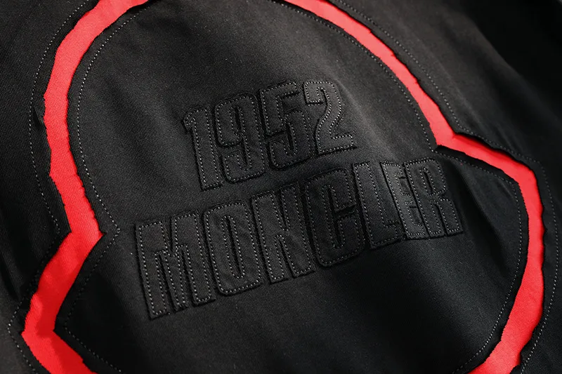 P170 MONCLER 2025 spring and summer new model, trendy hollow patch embroidery, round neck short-sleeved T-shirt, fashionable men and women, S M L XL XXL five sizes black white