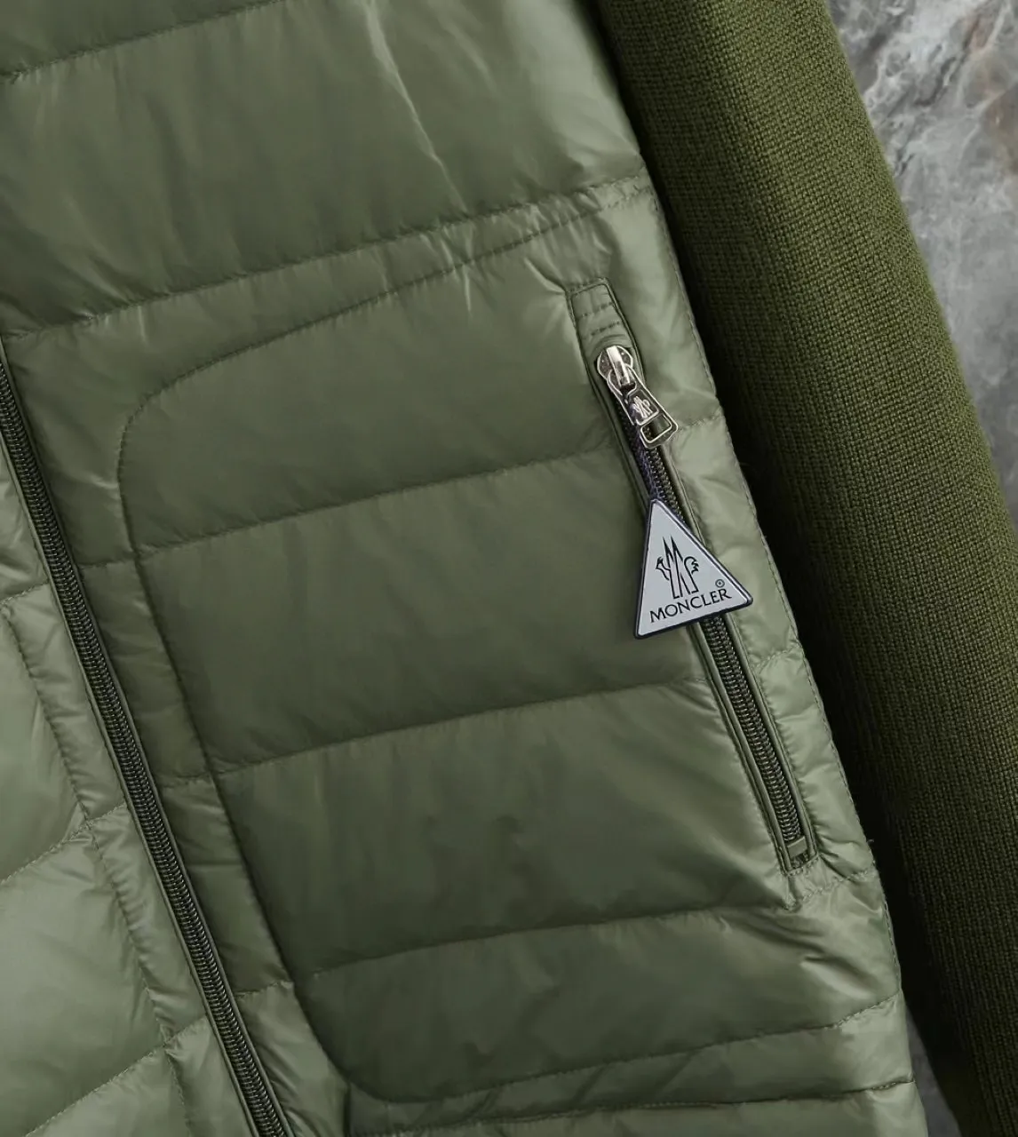 P680 9020# Spot Moncler Moncler 25 new men's wool knitted stitching stand-up collar thin down jacket