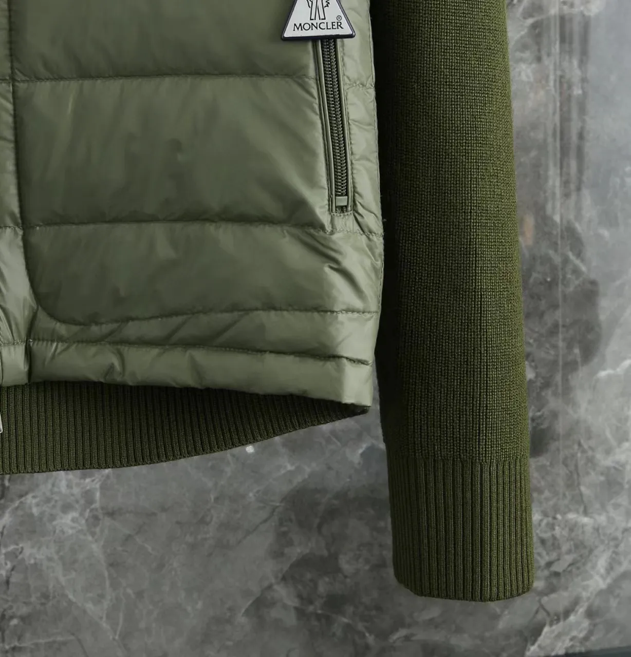 P680 9020# Spot Moncler Moncler 25 new men's wool knitted stitching stand-up collar thin down jacket